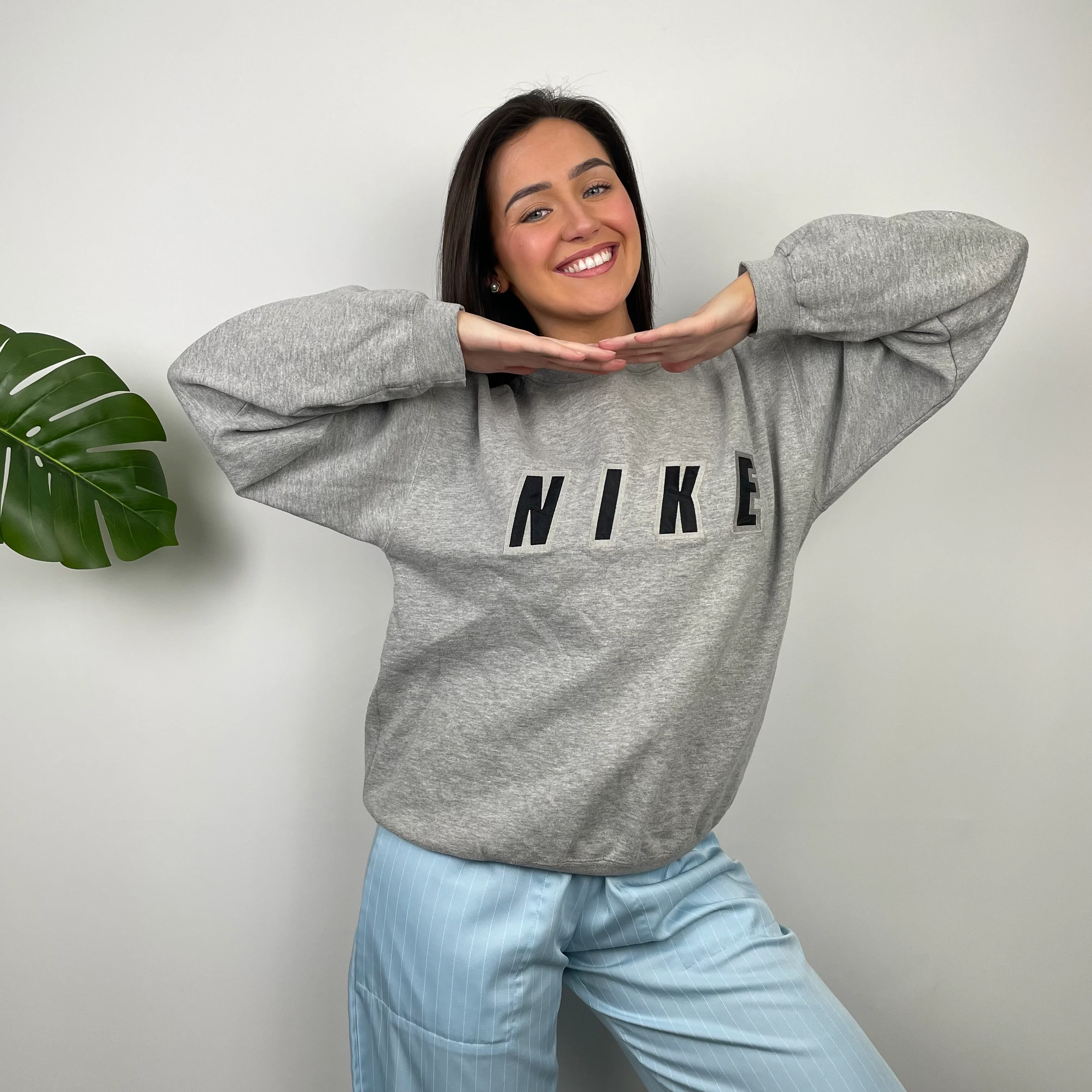 Nike Grey Embroidered Spell Out Sweatshirt (M) - Image 2