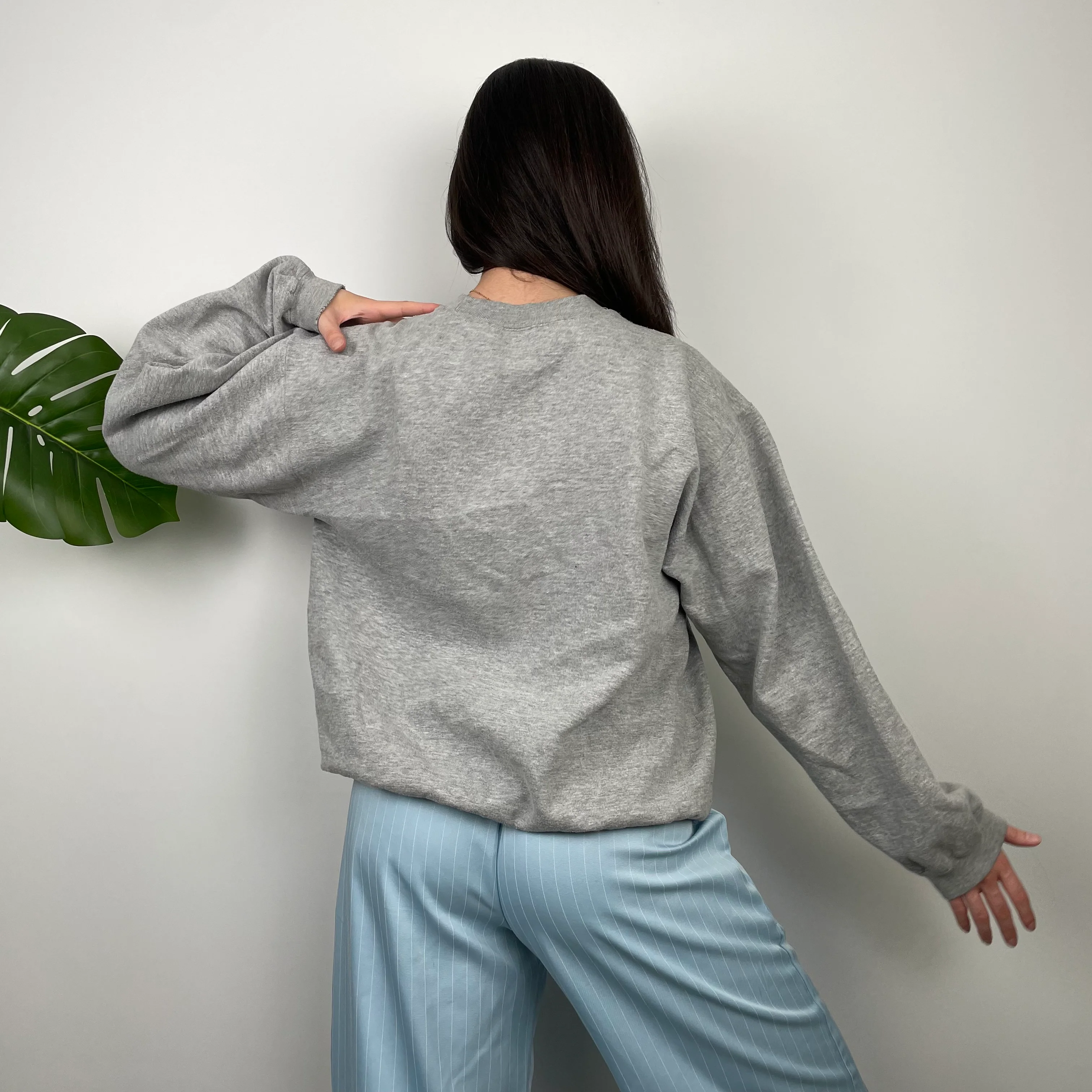 Nike Grey Embroidered Spell Out Sweatshirt (M) - Image 7
