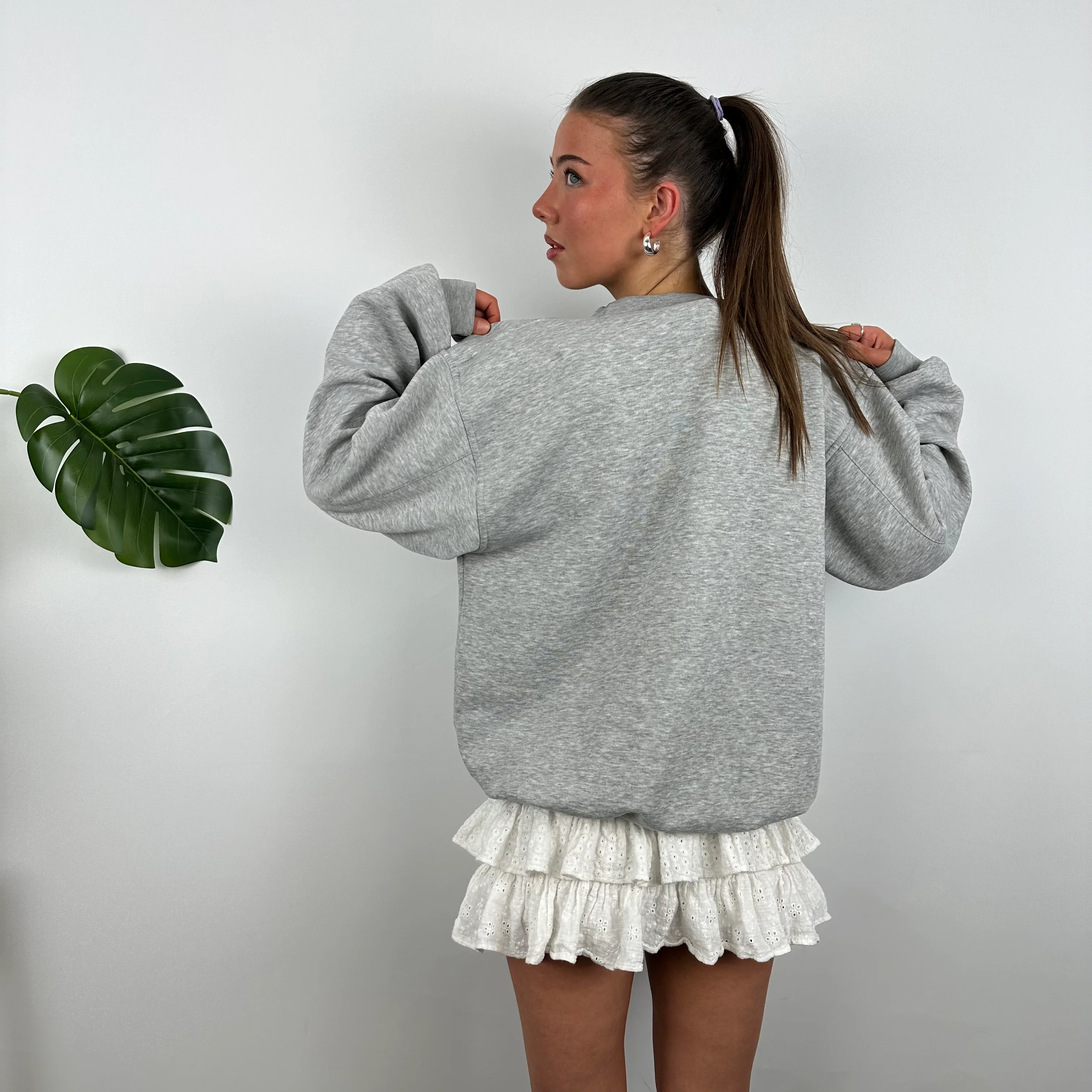 Nike Grey Embroidered Spell Out Sweatshirt (L) - Image 7