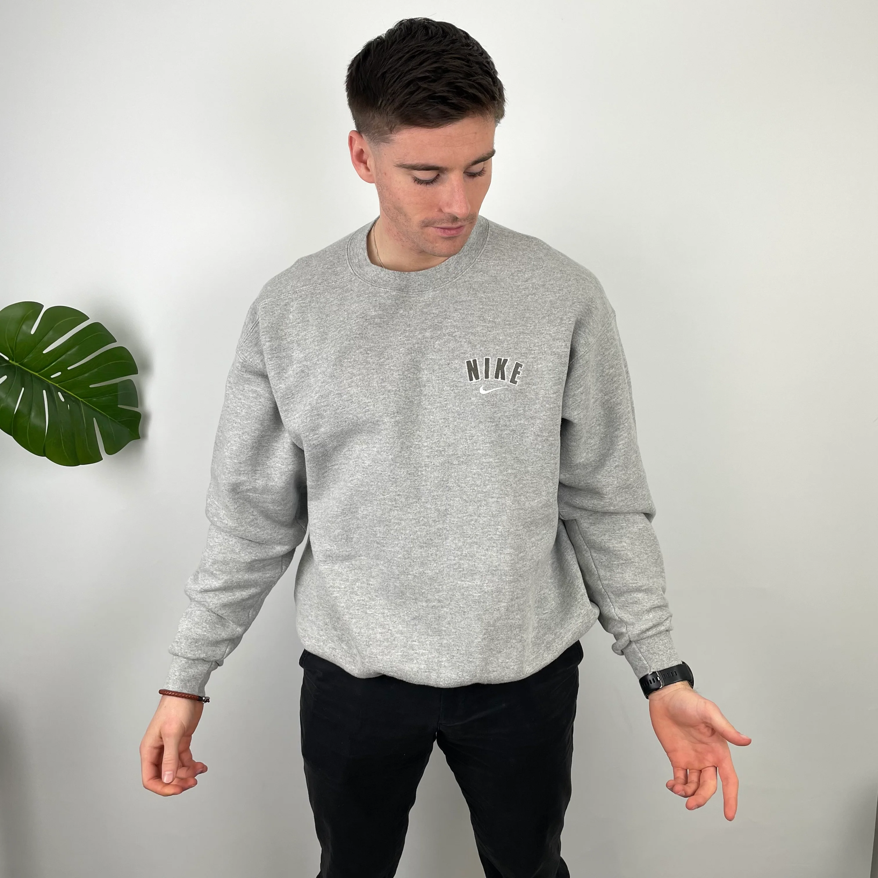 Nike Grey Embroidered Spell Out Sweatshirt (XL) - Image 4