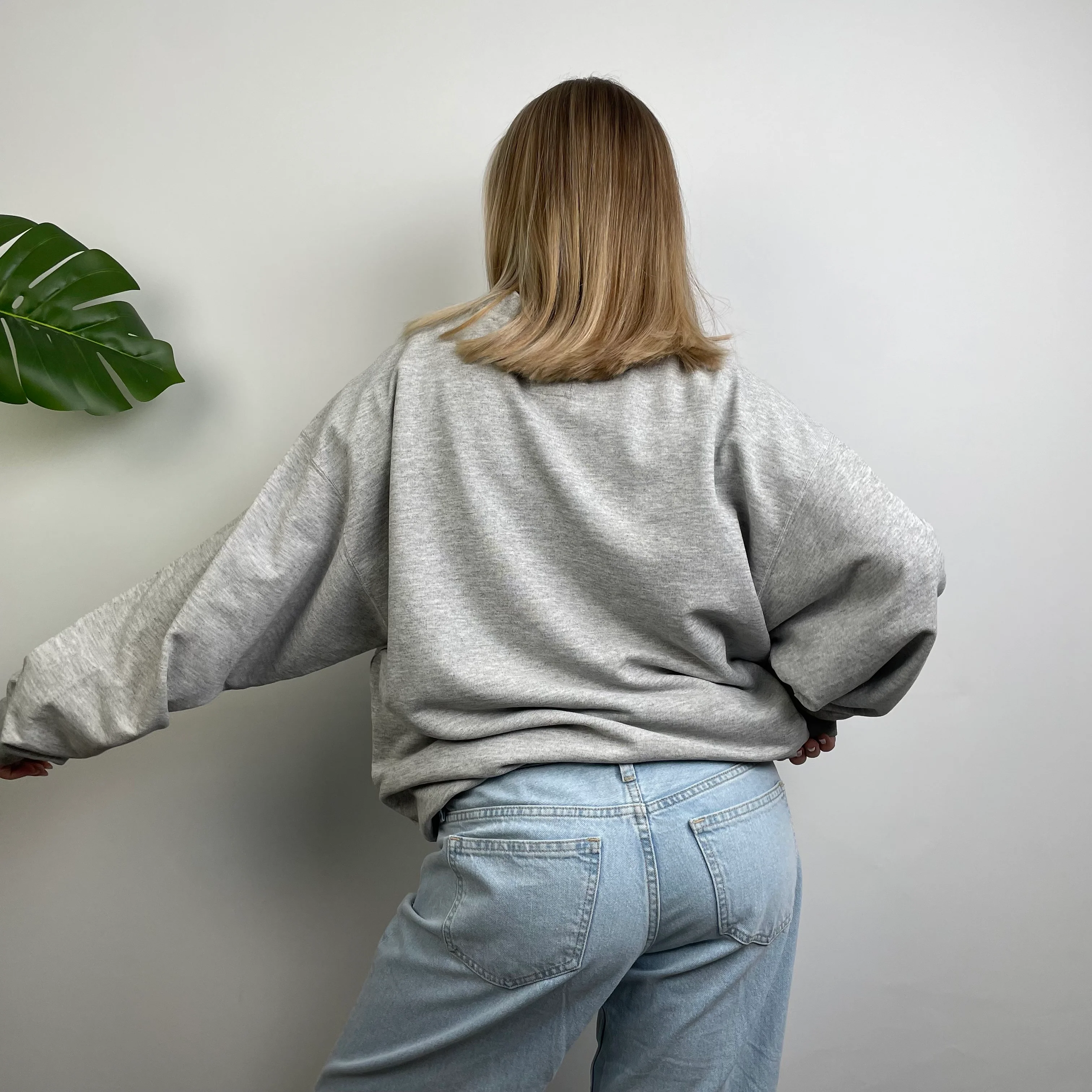 Nike Grey Embroidered Spell Out Sweatshirt (L) - Image 6