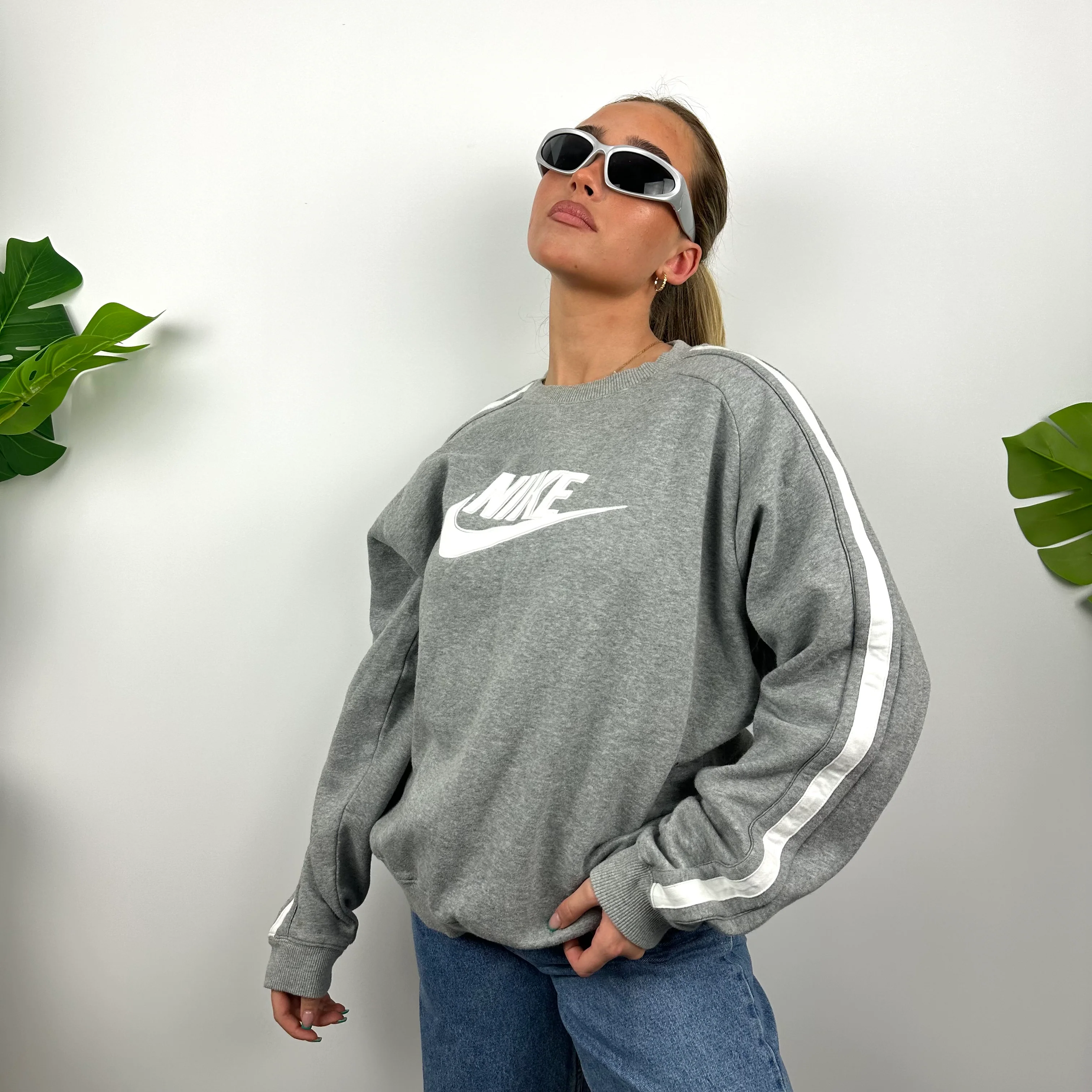 Nike Grey Embroidered Spell Out Sweatshirt (M) - Image 2