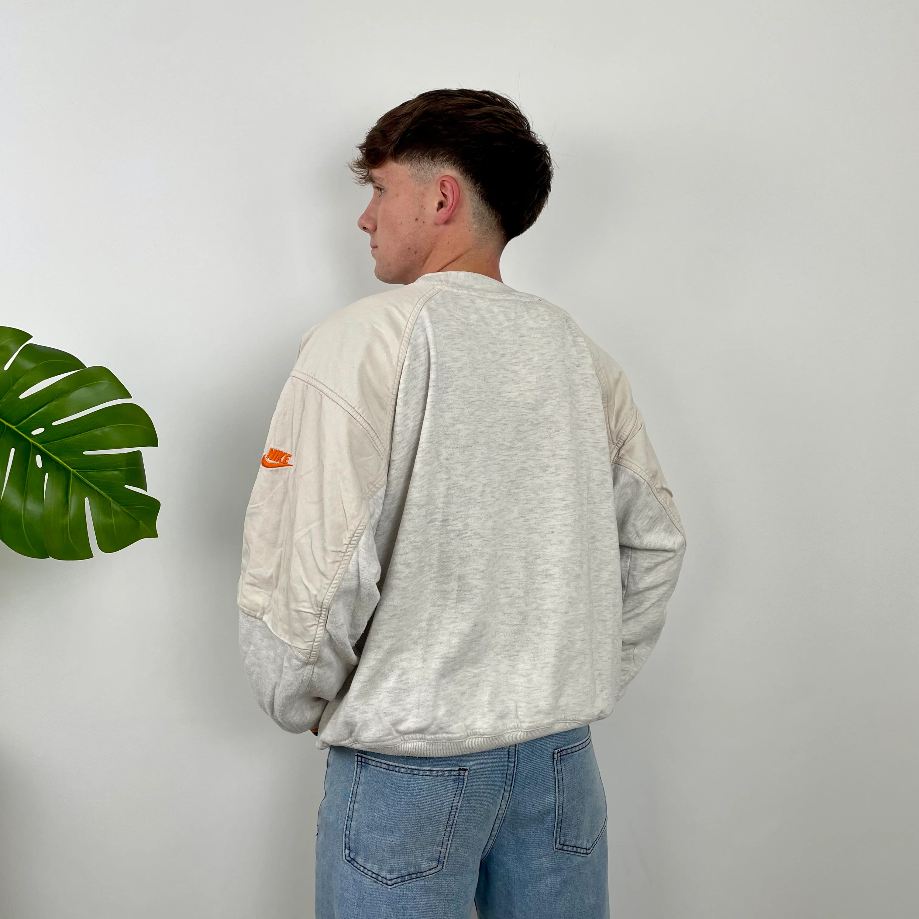 Nike Grey Embroidered Spell Out Sweatshirt (M) - Image 7
