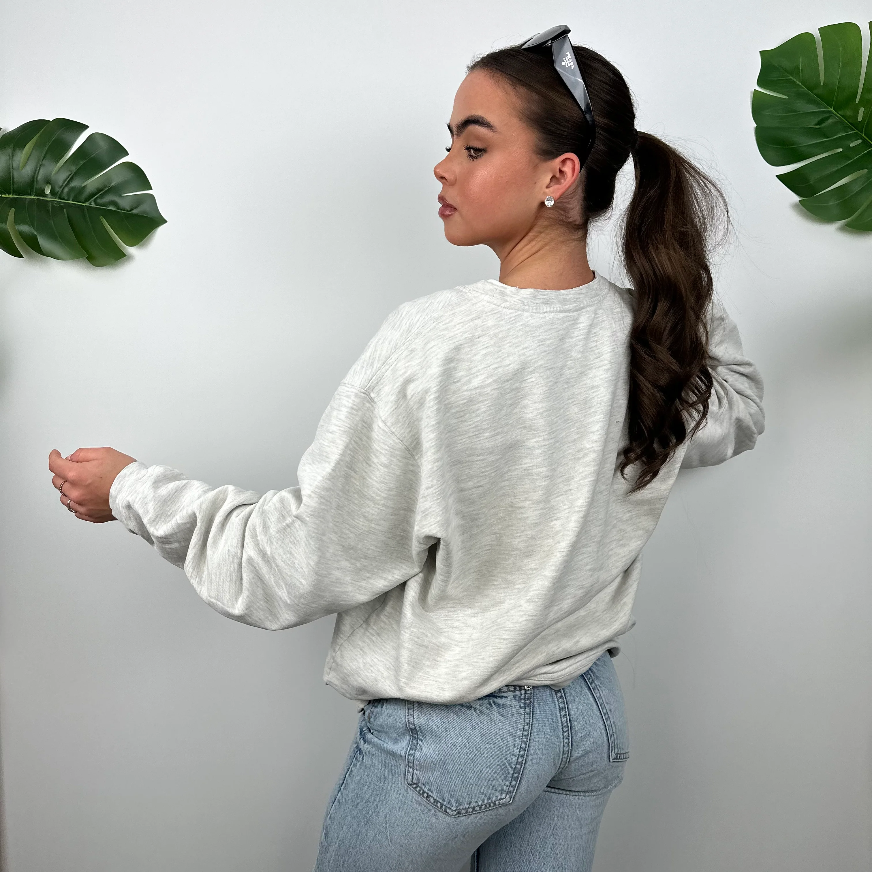 Nike Grey Embroidered Spell Out Sweatshirt (M) - Image 3