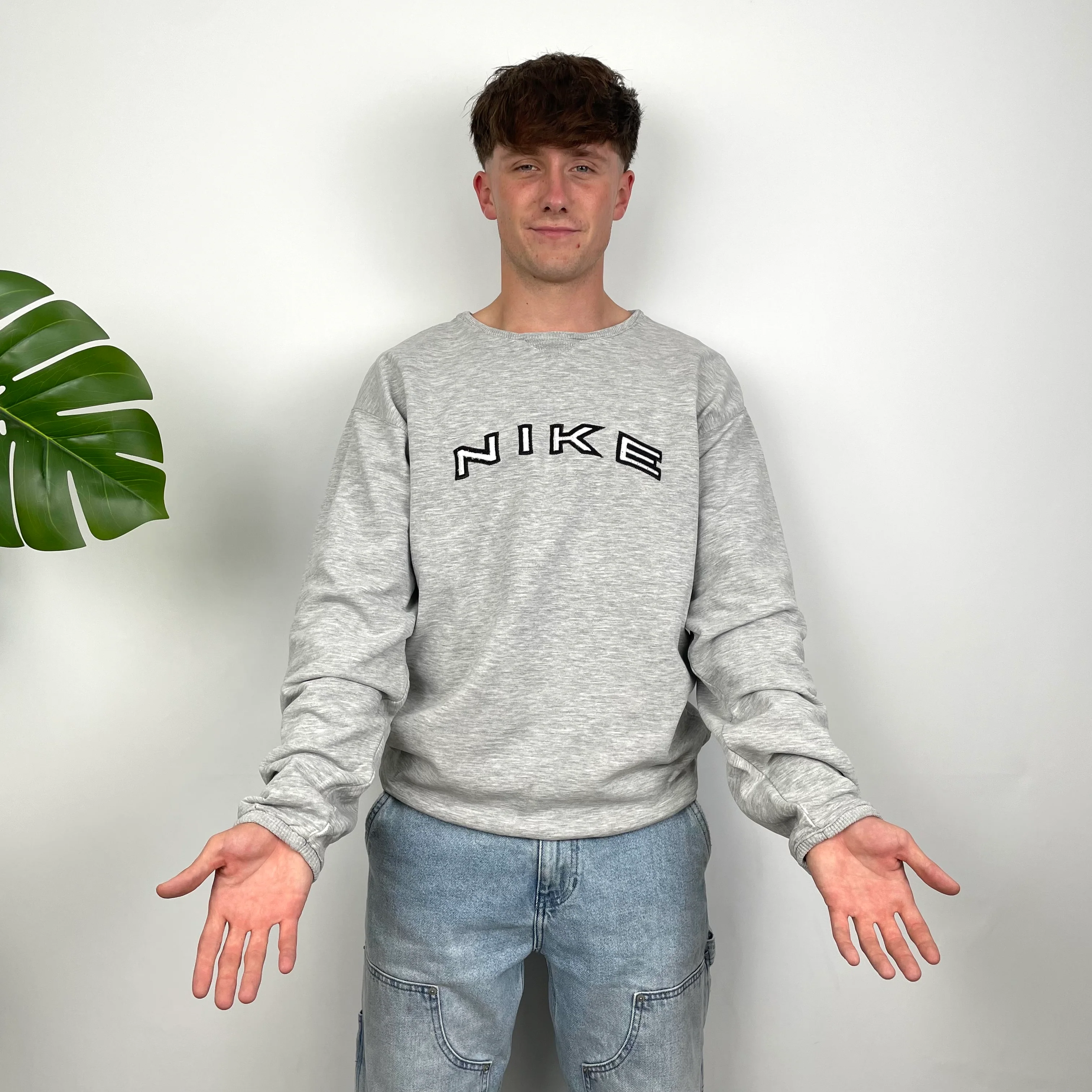 Nike Grey Embroidered Spell Out Sweatshirt (M) - Image 2