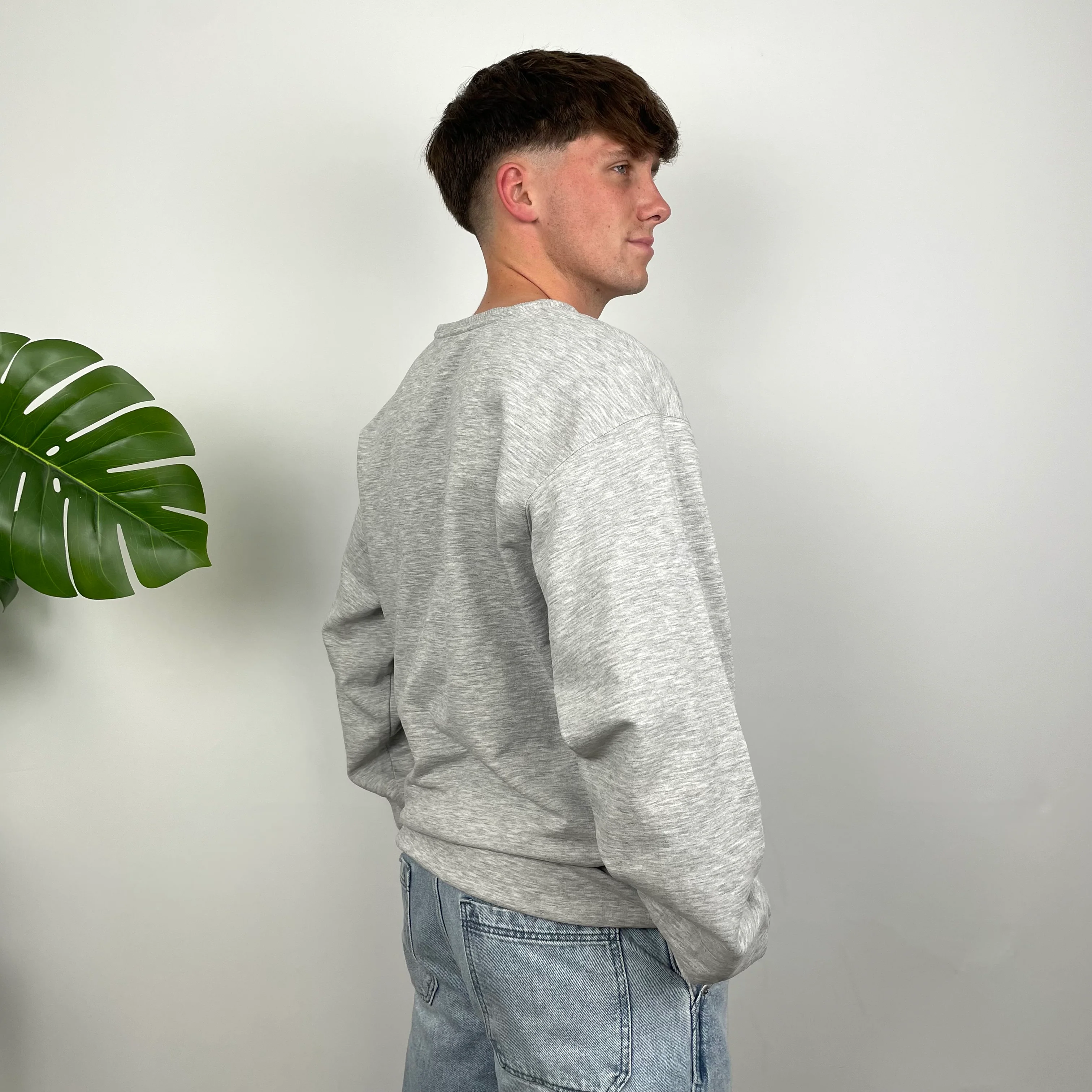 Nike Grey Embroidered Spell Out Sweatshirt (M) - Image 6