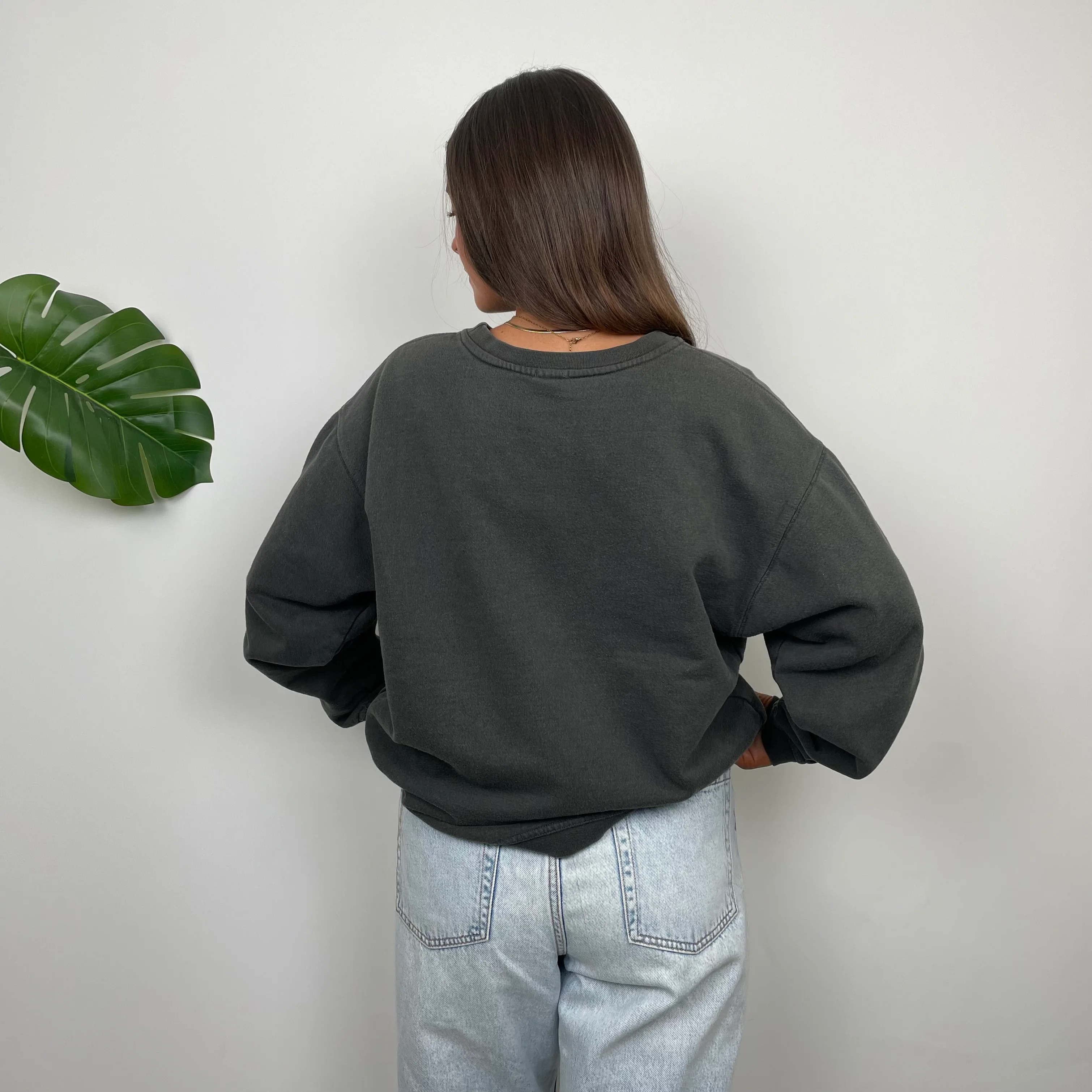 Nike Grey Embroidered Spell Out Sweatshirt (S) - Image 5