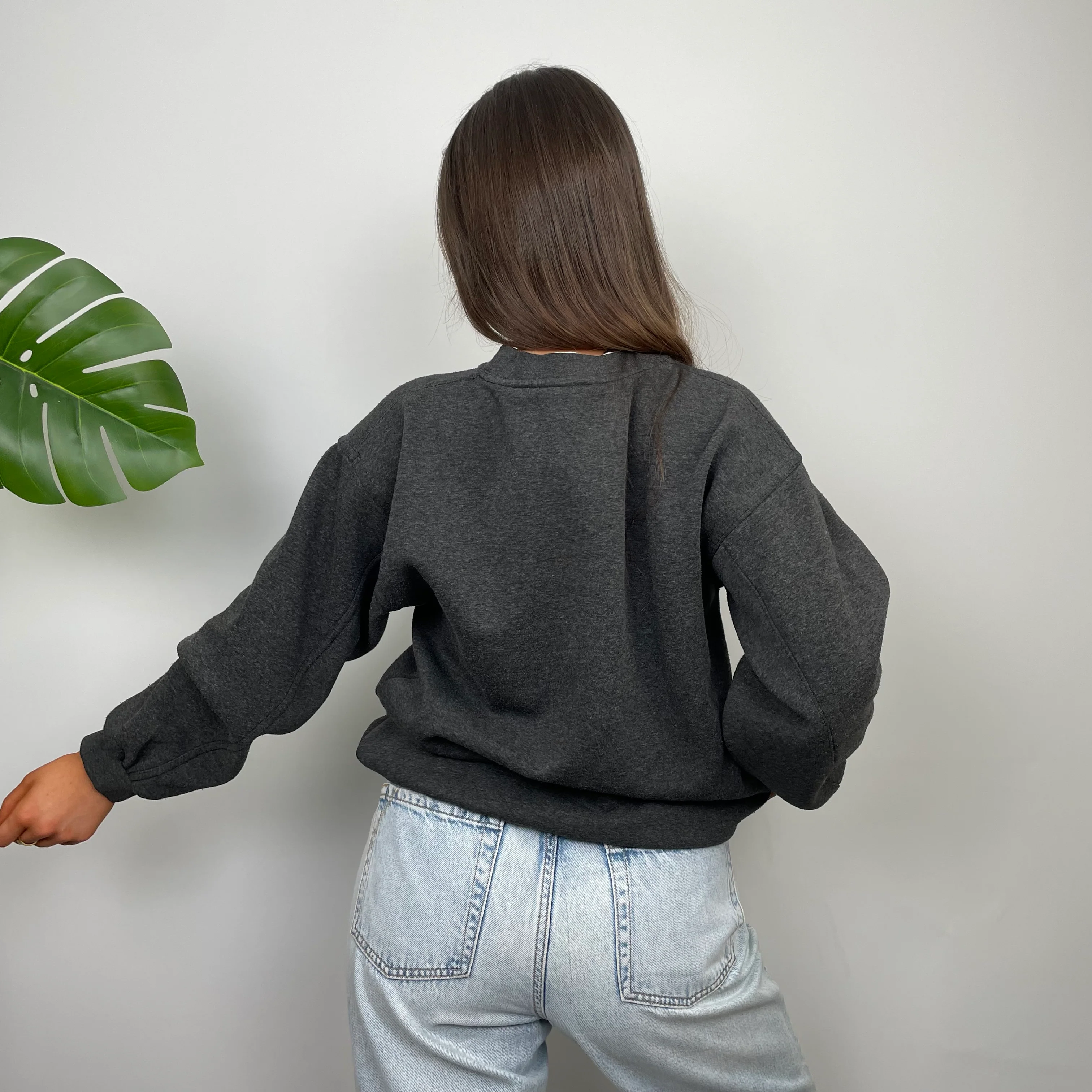 Nike Grey Embroidered Spell Out Sweatshirt (S) - Image 9