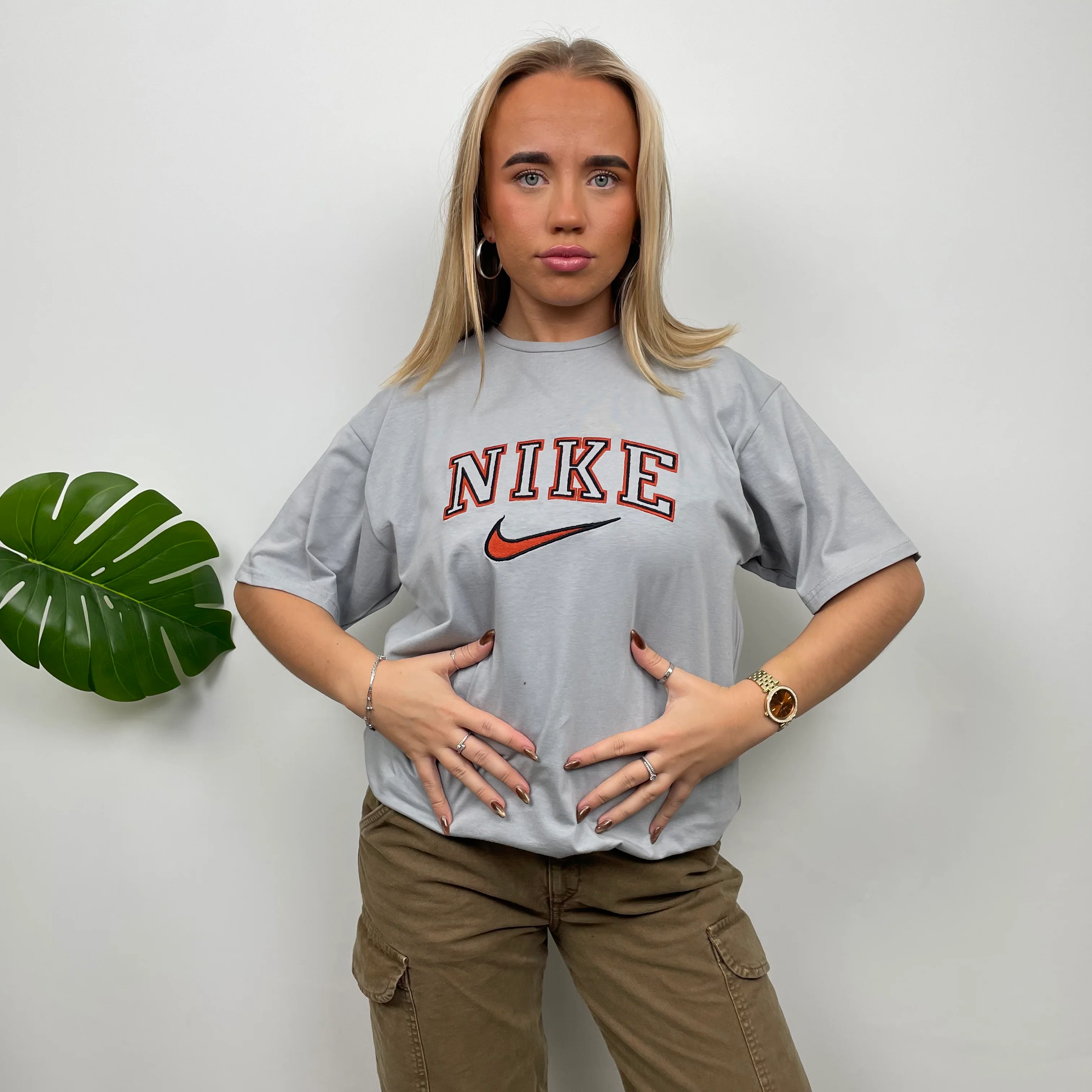 Nike Grey Embroidered Spell Out T Shirt (XL) - Image 4