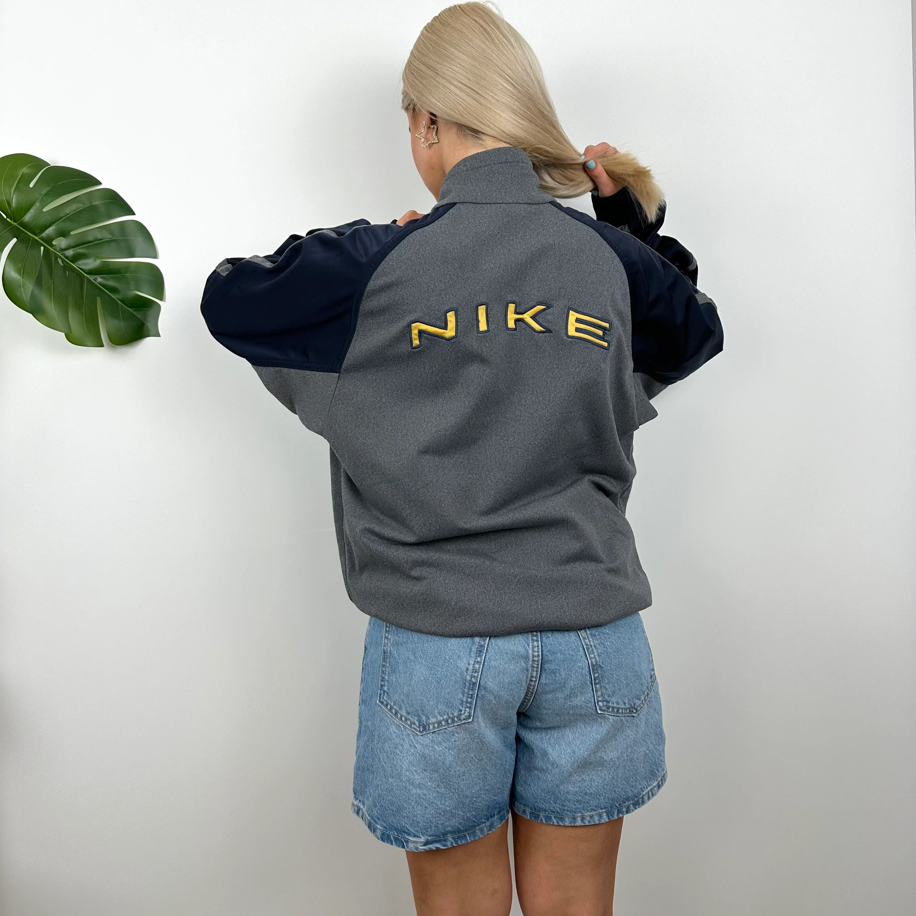Nike Grey Embroidered Spell Out Zip Up Track Jacket (M) - Image 3