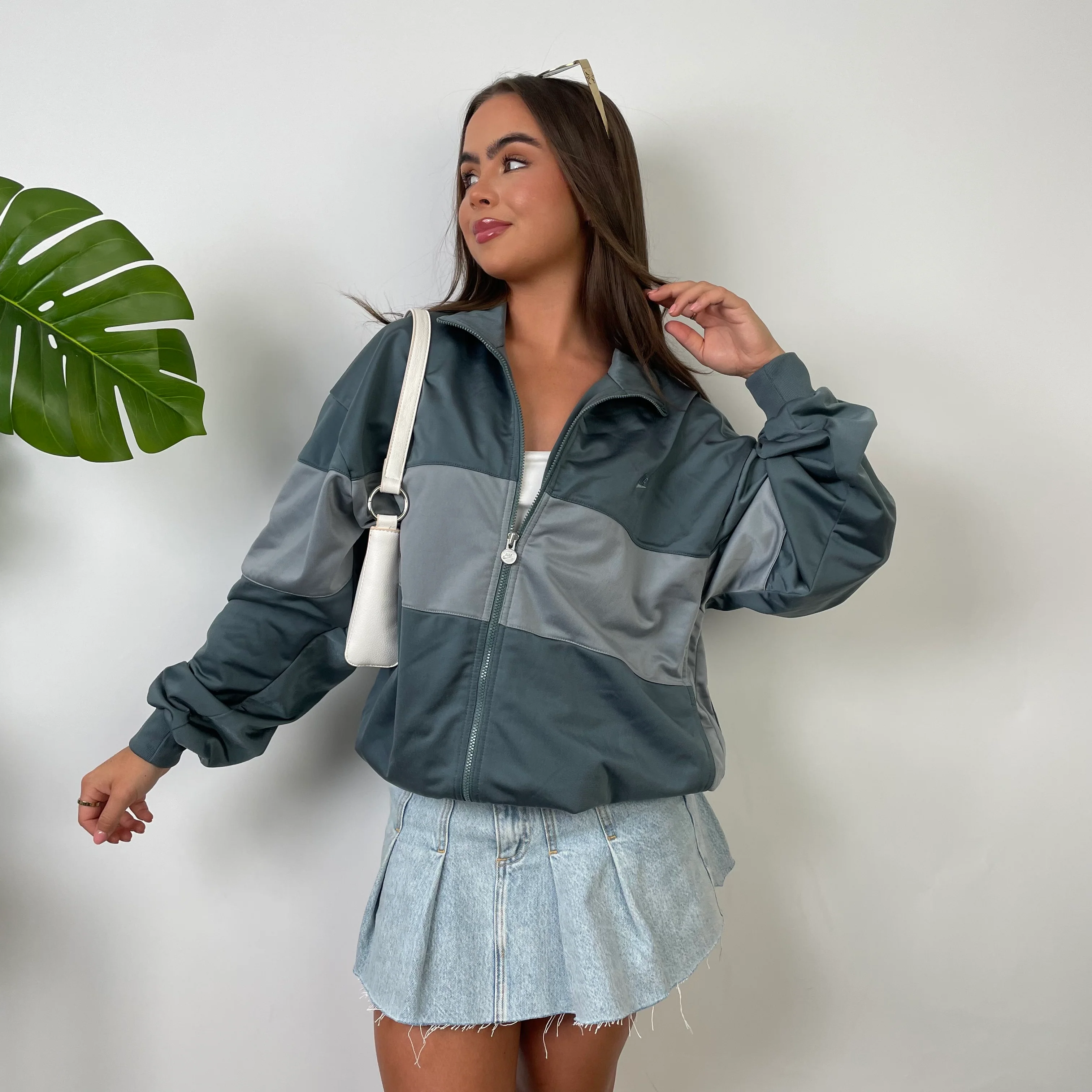 Nike Grey Embroidered Spell Out Zip Up Track Jacket (M) - Image 4