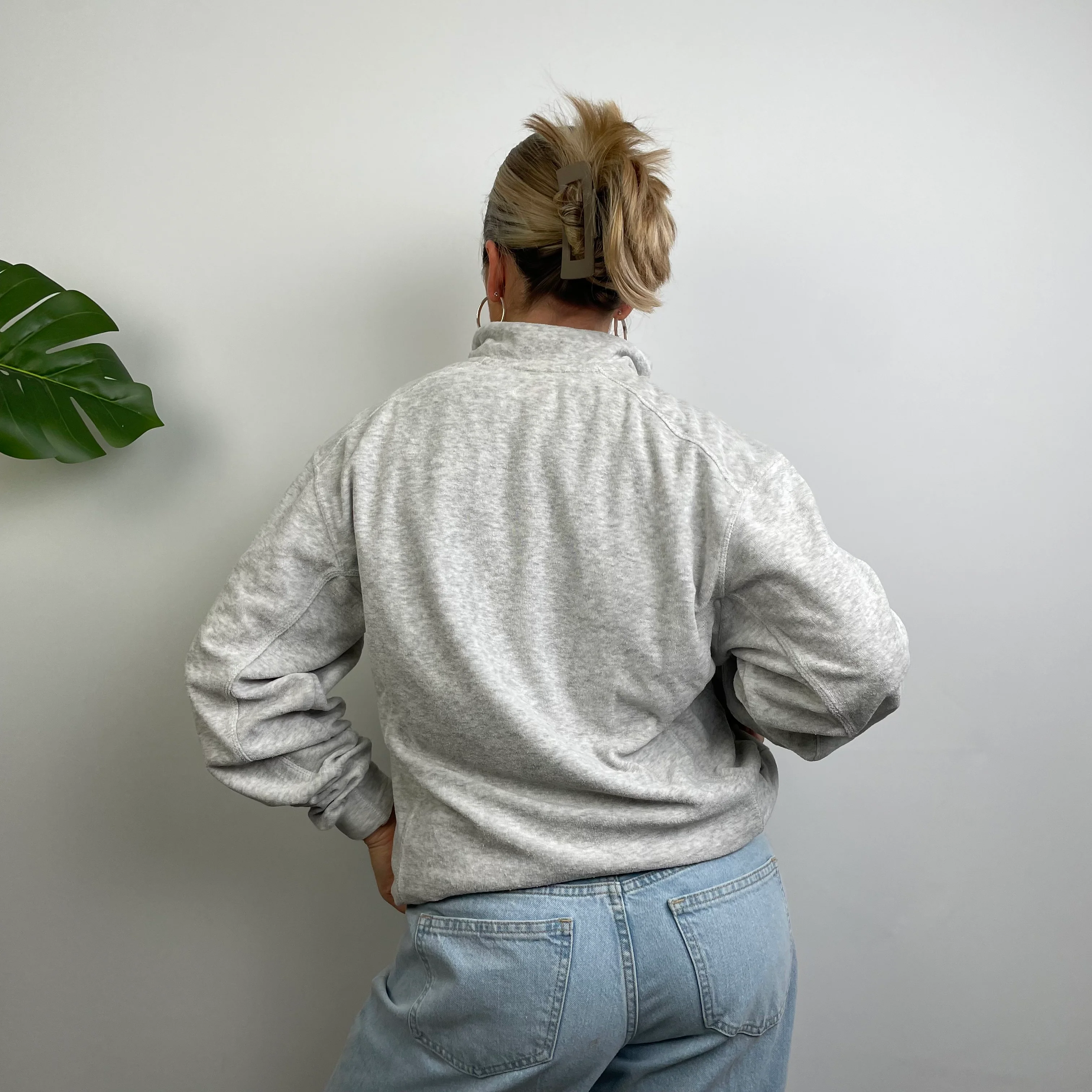 Nike Grey Embroidered Swoosh Quarter Zip Sweatshirt (S) - Image 4