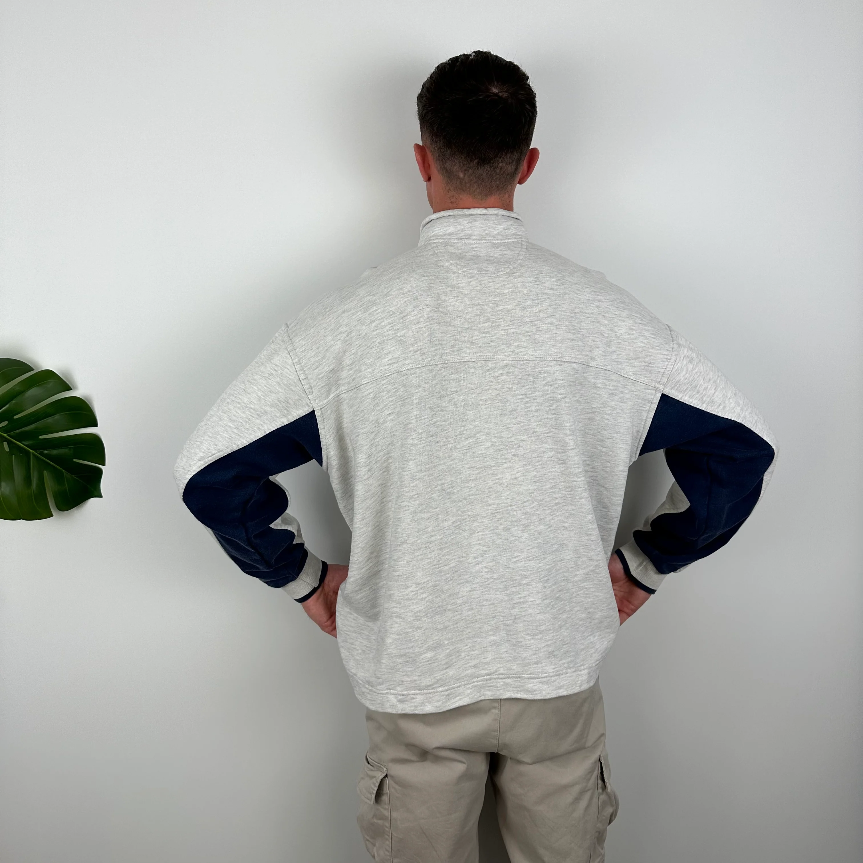 Nike Grey Embroidered Swoosh Quarter Zip Sweatshirt (L) - Image 5