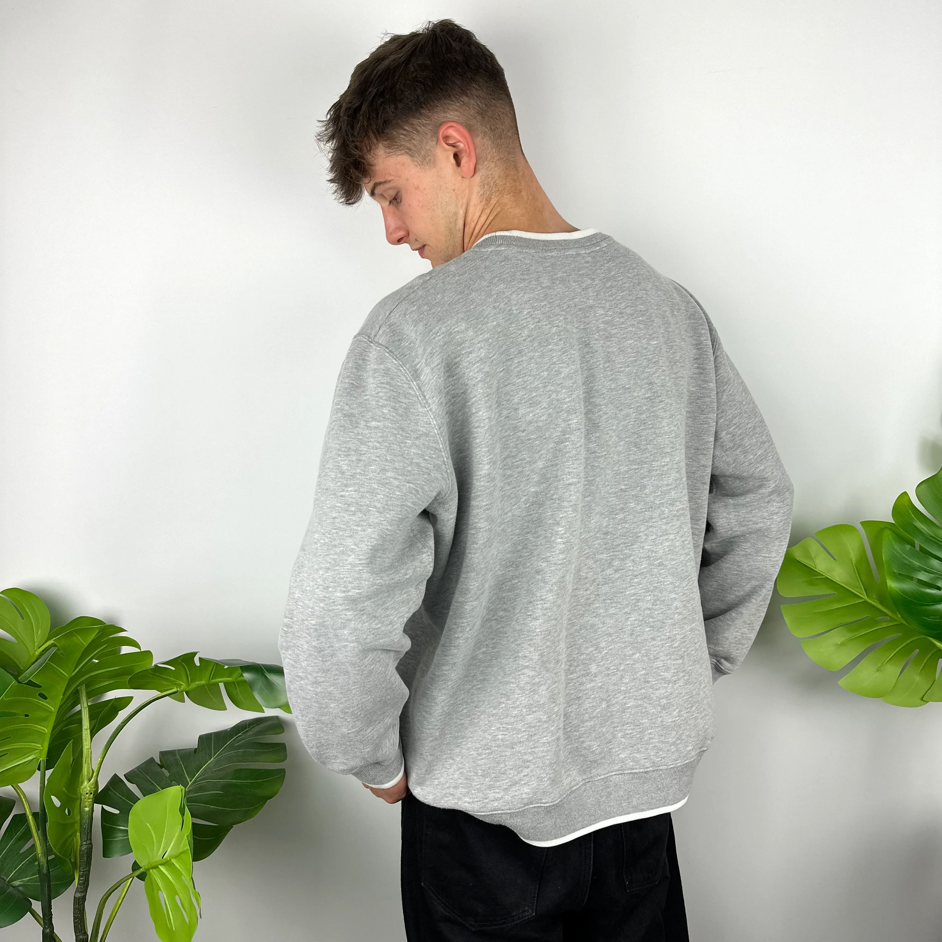 Nike Grey Embroidered Swoosh Sweatshirt (XL) - Image 4