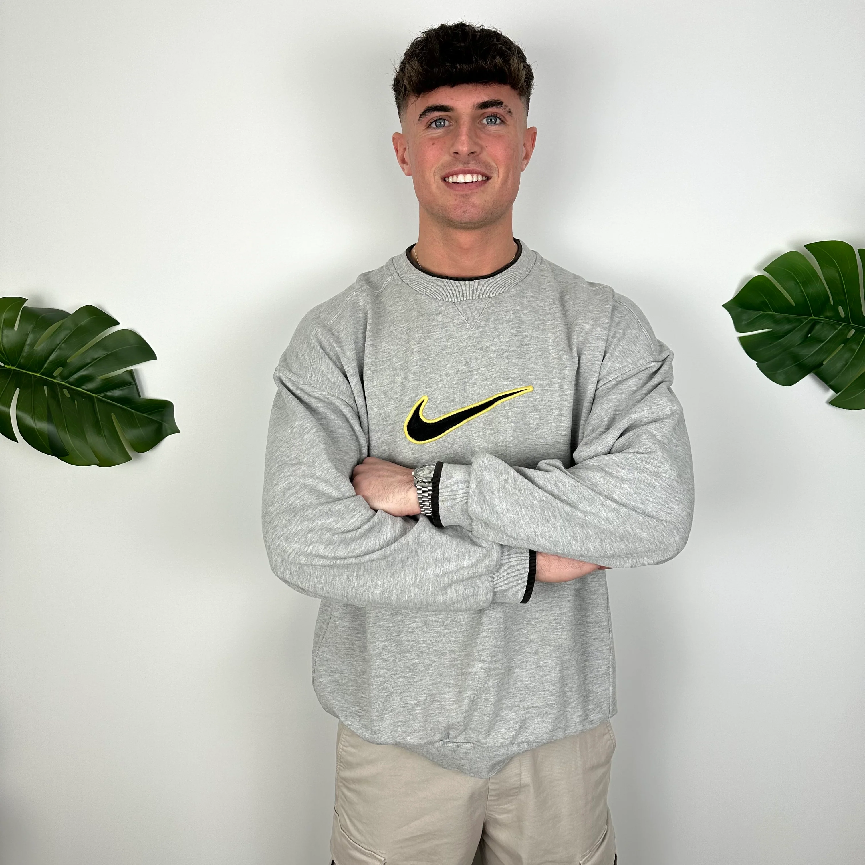 Nike Grey Embroidered Swoosh Sweatshirt (XL) - Image 7