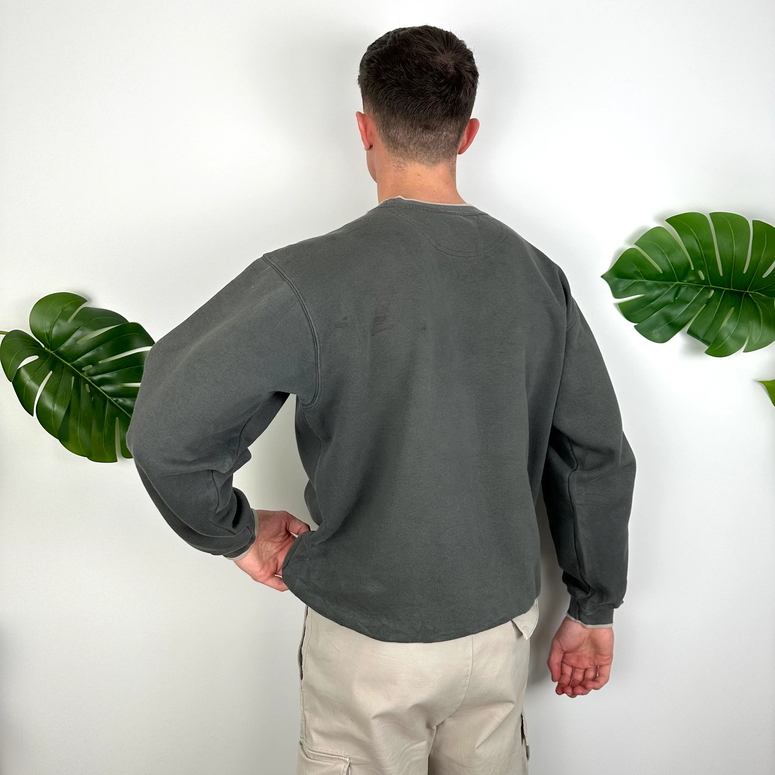 Nike Grey Embroidered Swoosh Sweatshirt (L) - Image 8