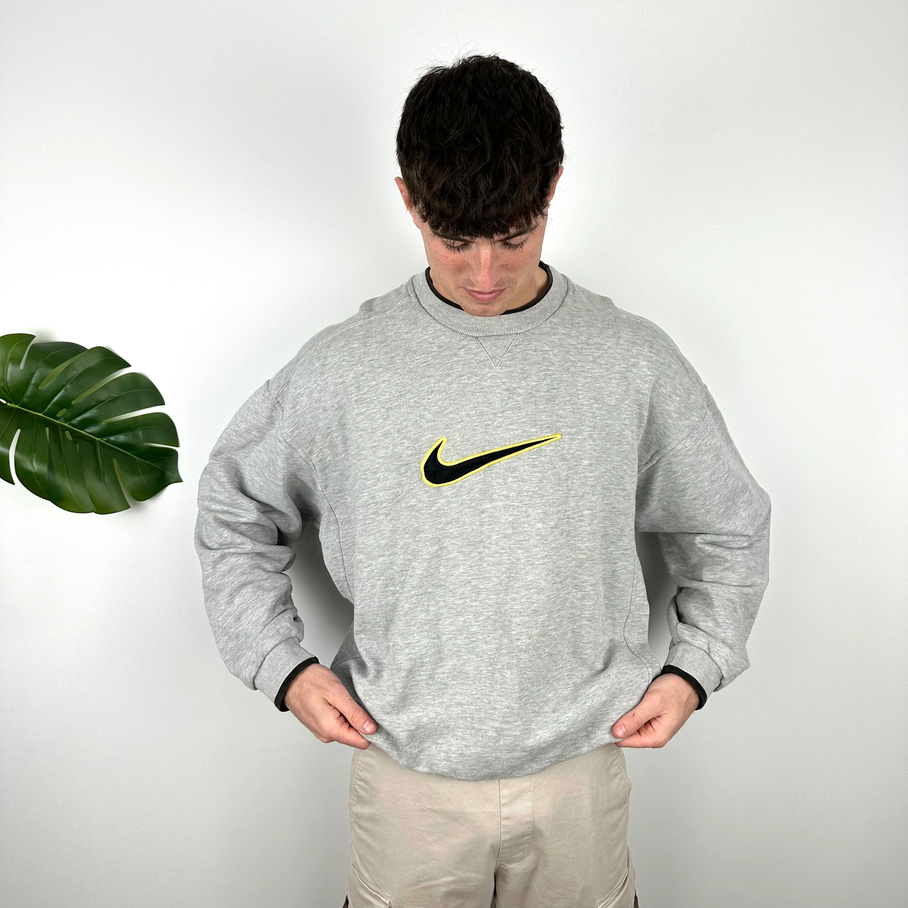 Nike Grey Embroidered Swoosh Sweatshirt (XL) - Image 4