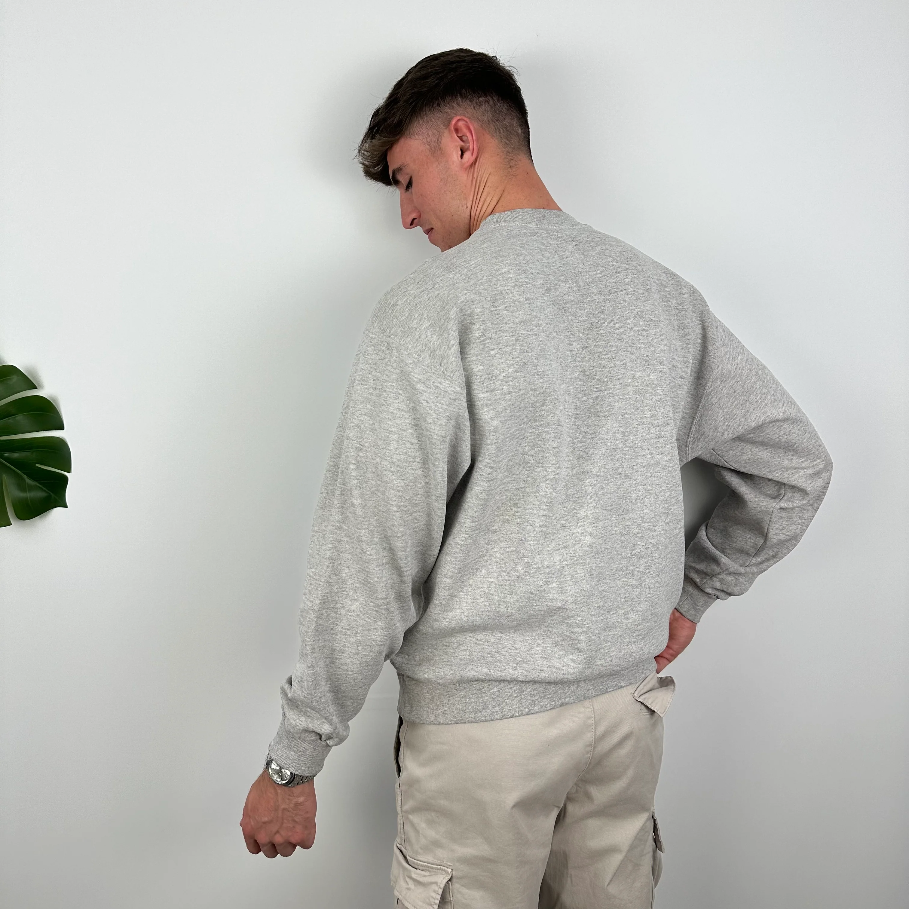 Nike Grey Embroidered Swoosh Sweatshirt (M) - Image 5