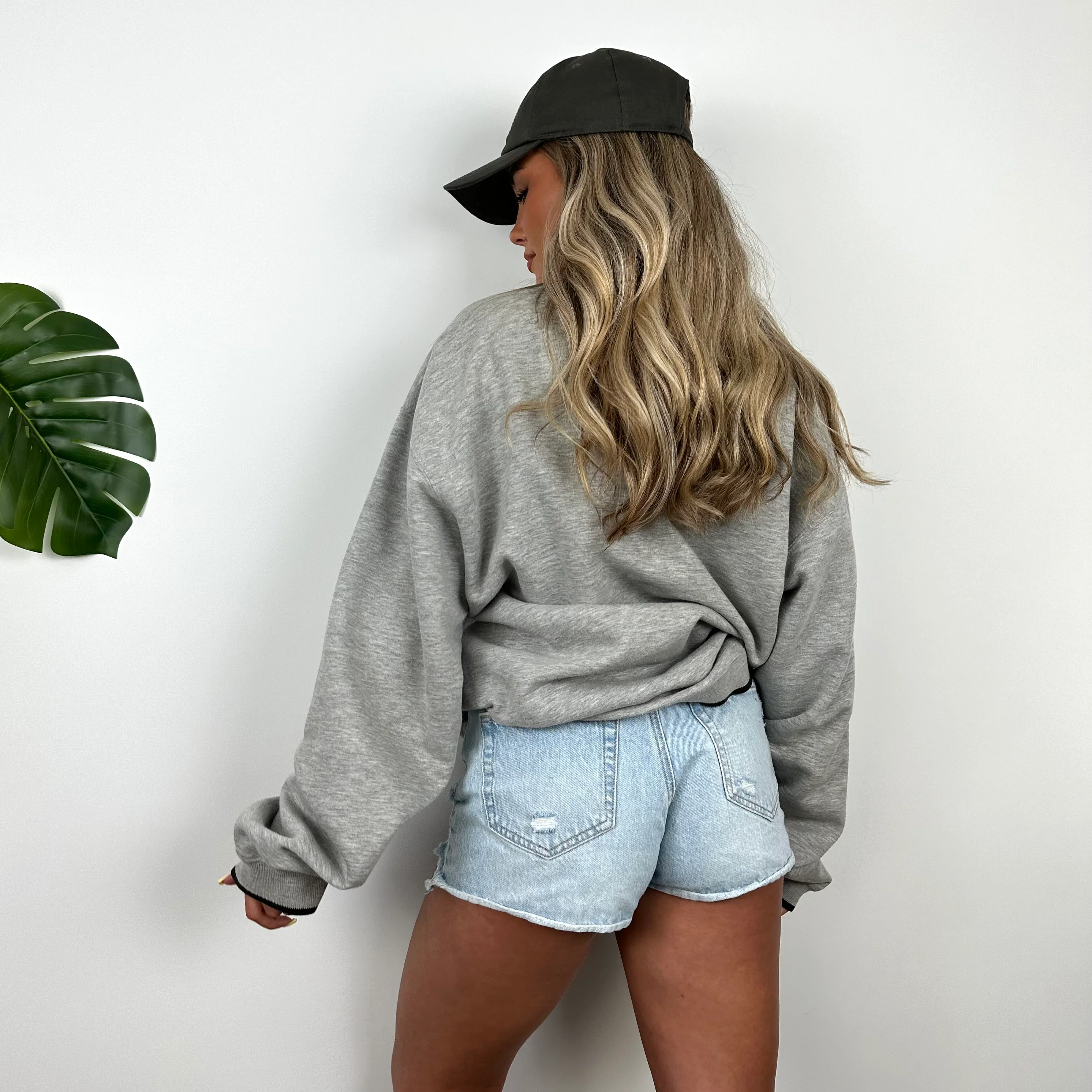 Nike Grey Embroidered Swoosh Sweatshirt (XL) - Image 4
