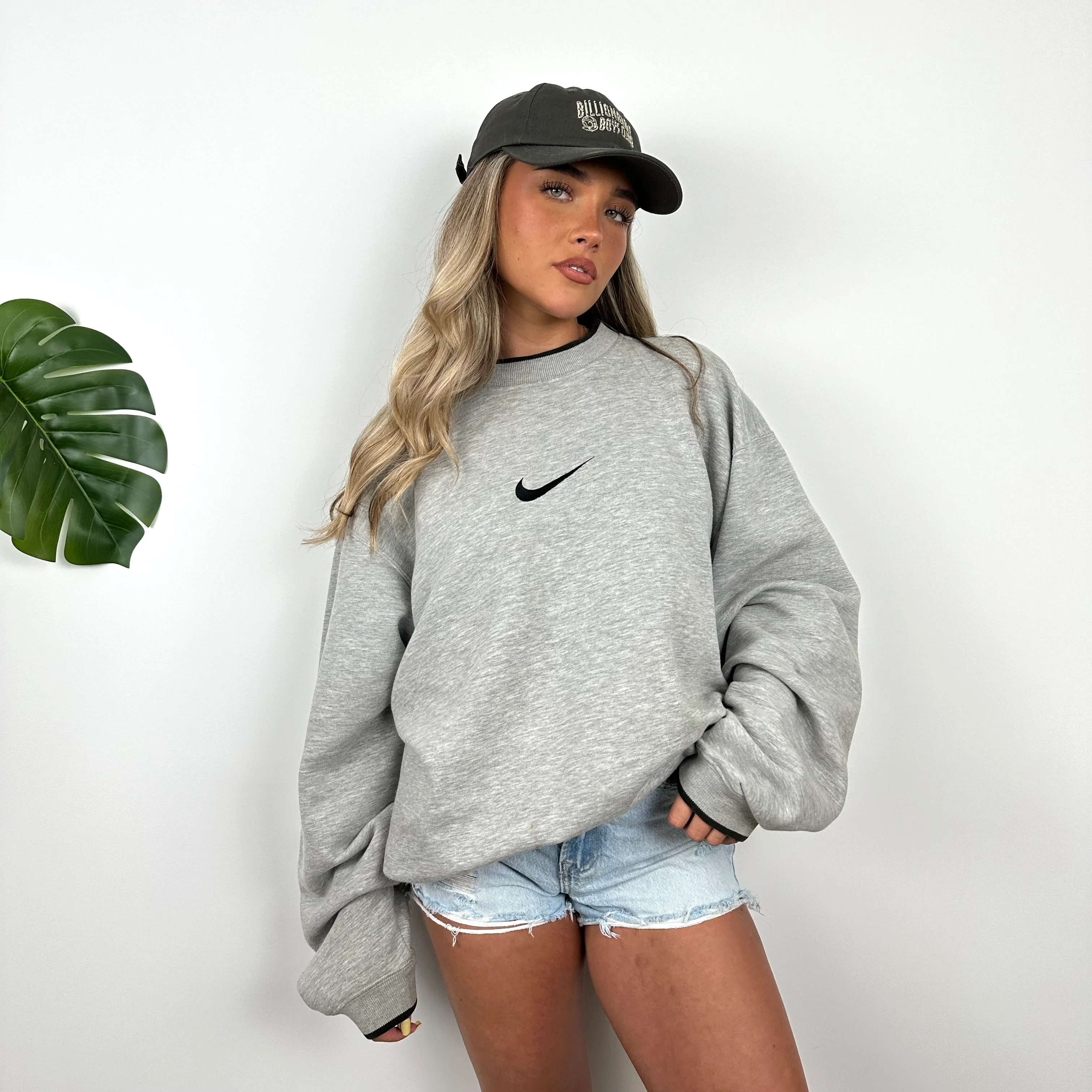 Nike Grey Embroidered Swoosh Sweatshirt (XL) - Image 6