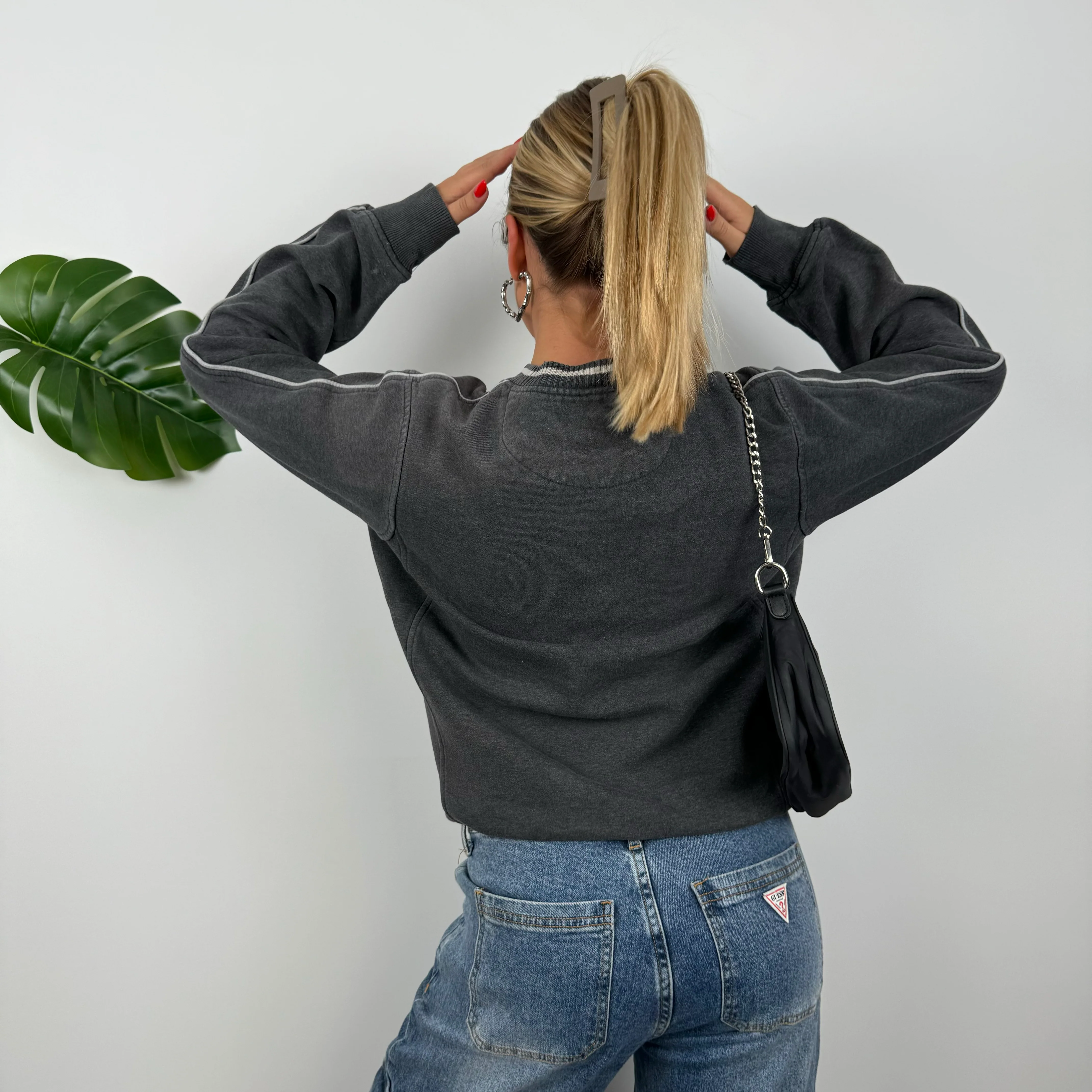 Nike Grey Embroidered Swoosh Sweatshirt (S) - Image 3