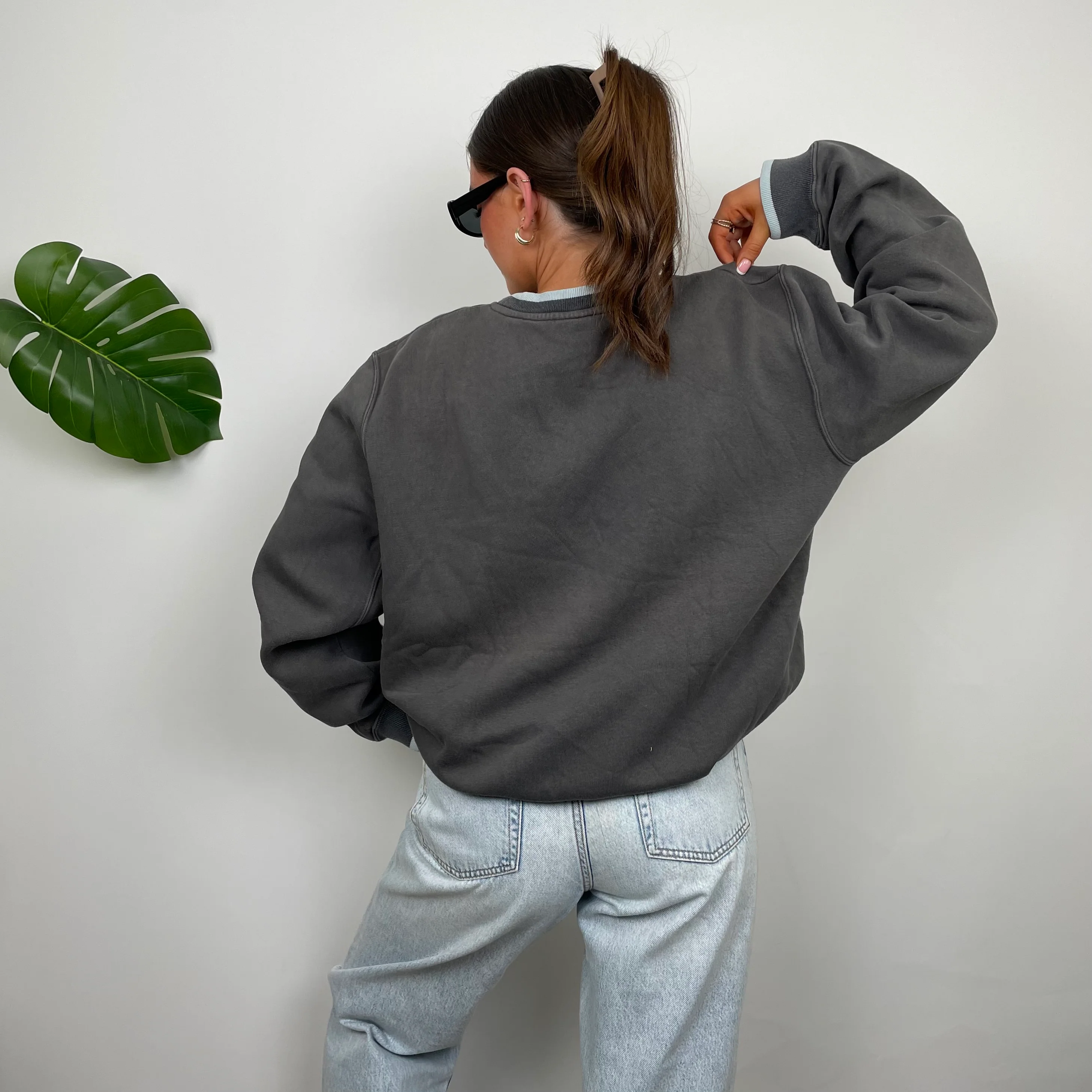 Nike Grey Embroidered Swoosh Sweatshirt (L) - Image 5