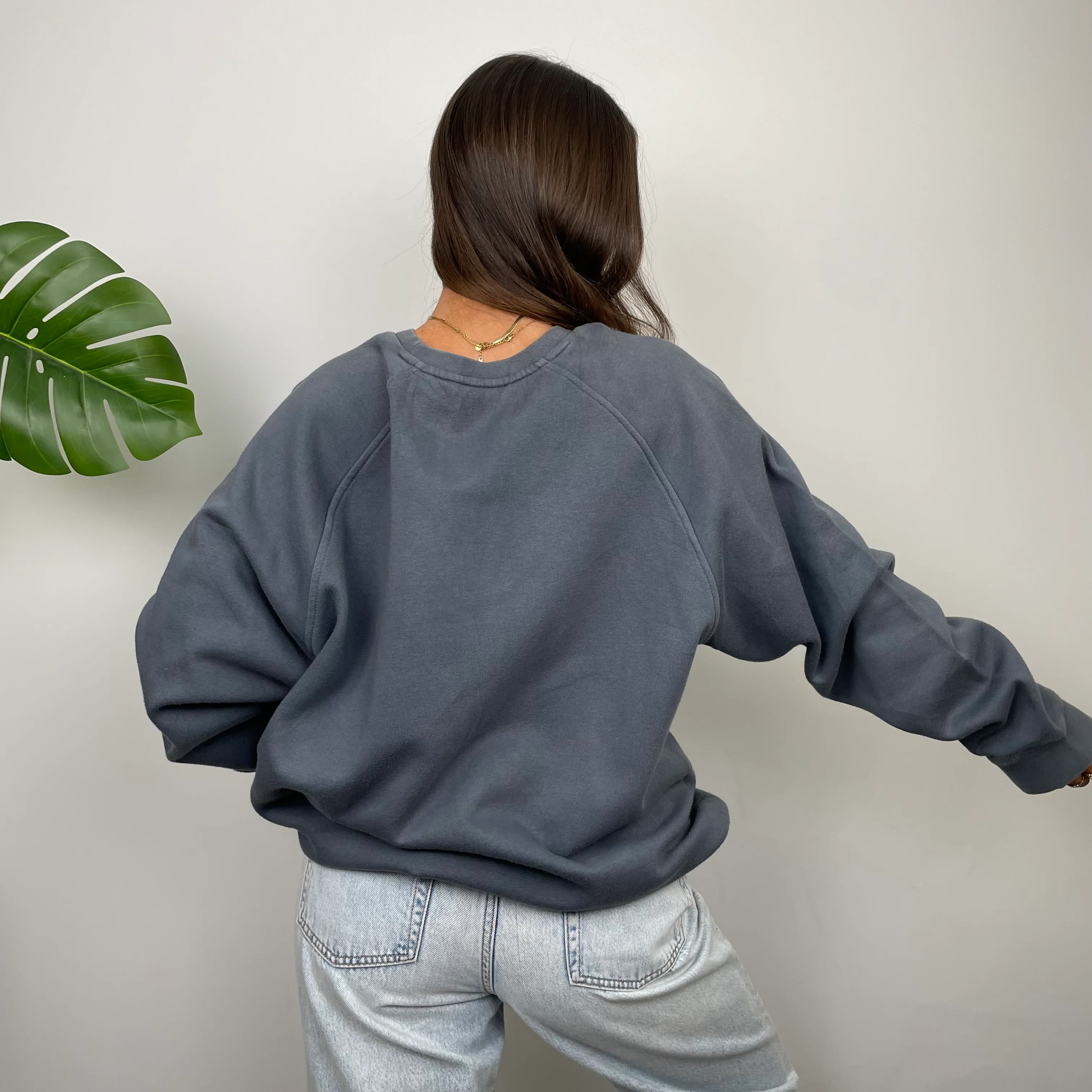 Nike Grey Embroidered Swoosh Sweatshirt (L) - Image 8