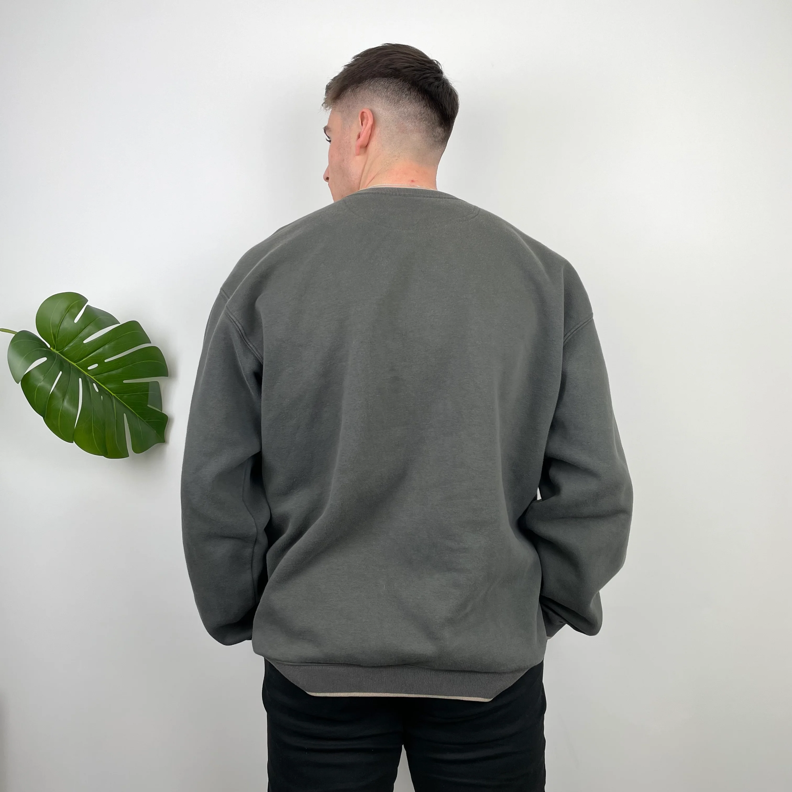 Nike Grey Embroidered Swoosh Sweatshirt (XL) - Image 5