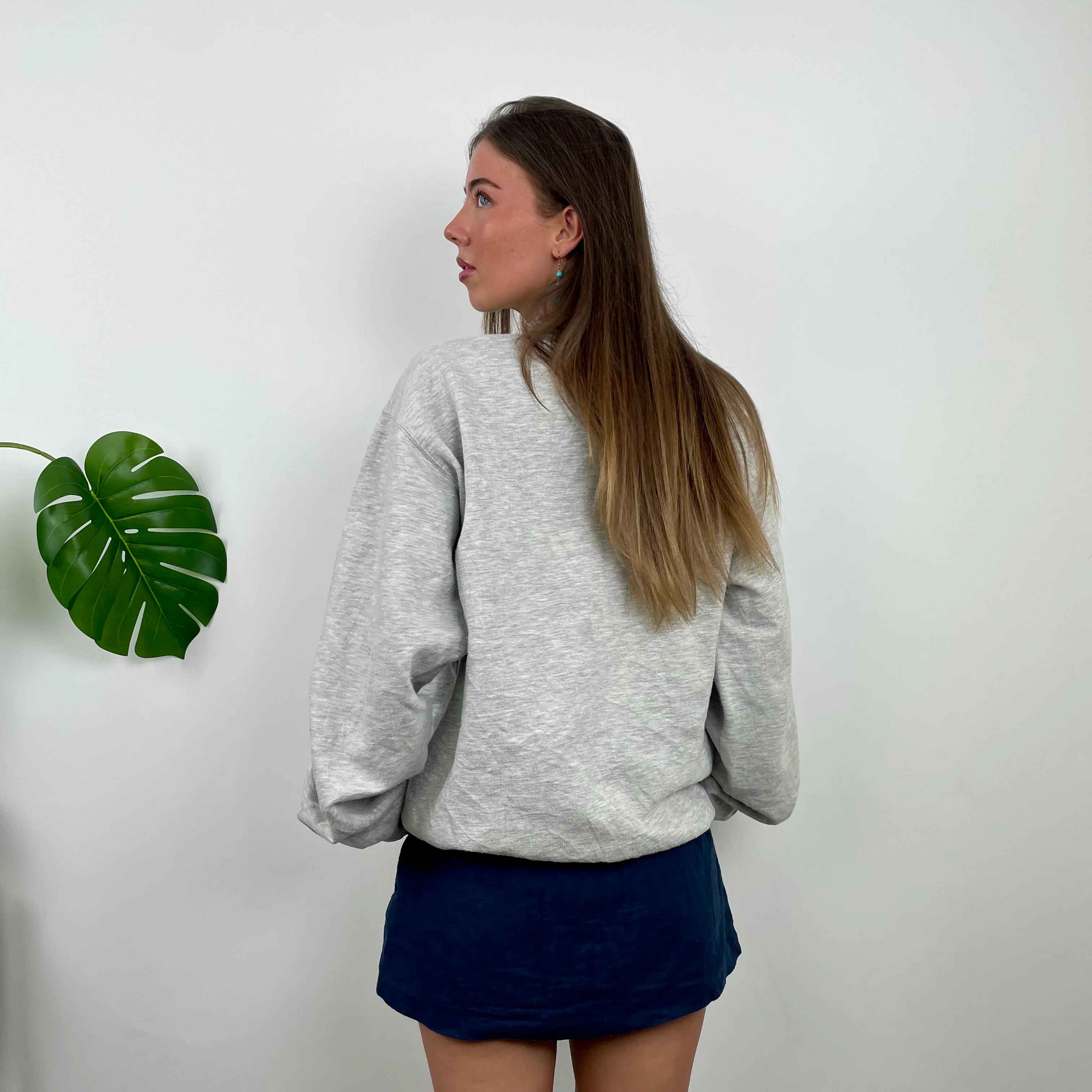 Nike Grey Embroidered Swoosh Sweatshirt (M) - Image 6