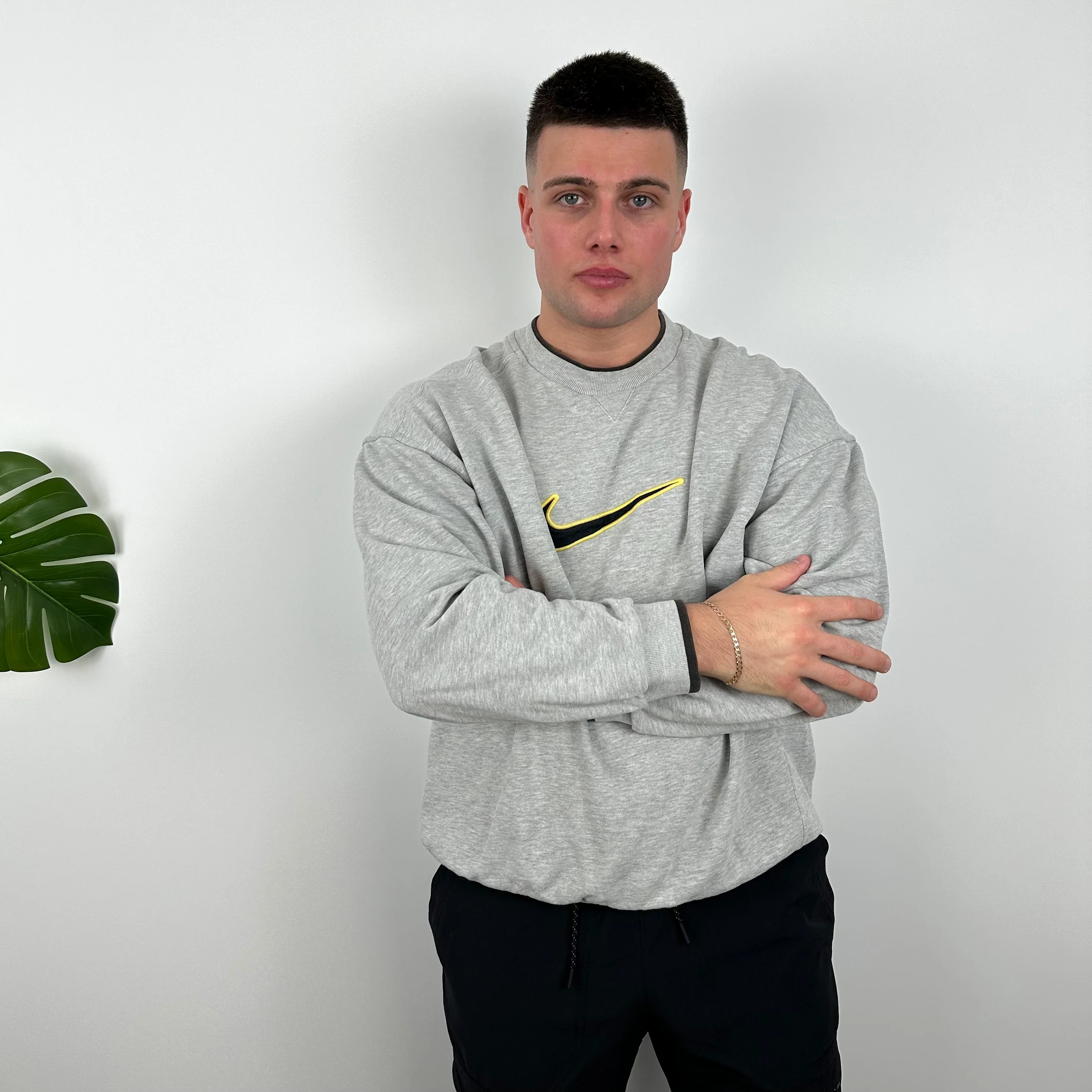 Nike Grey Embroidered Swoosh Sweatshirt (XL) - Image 7
