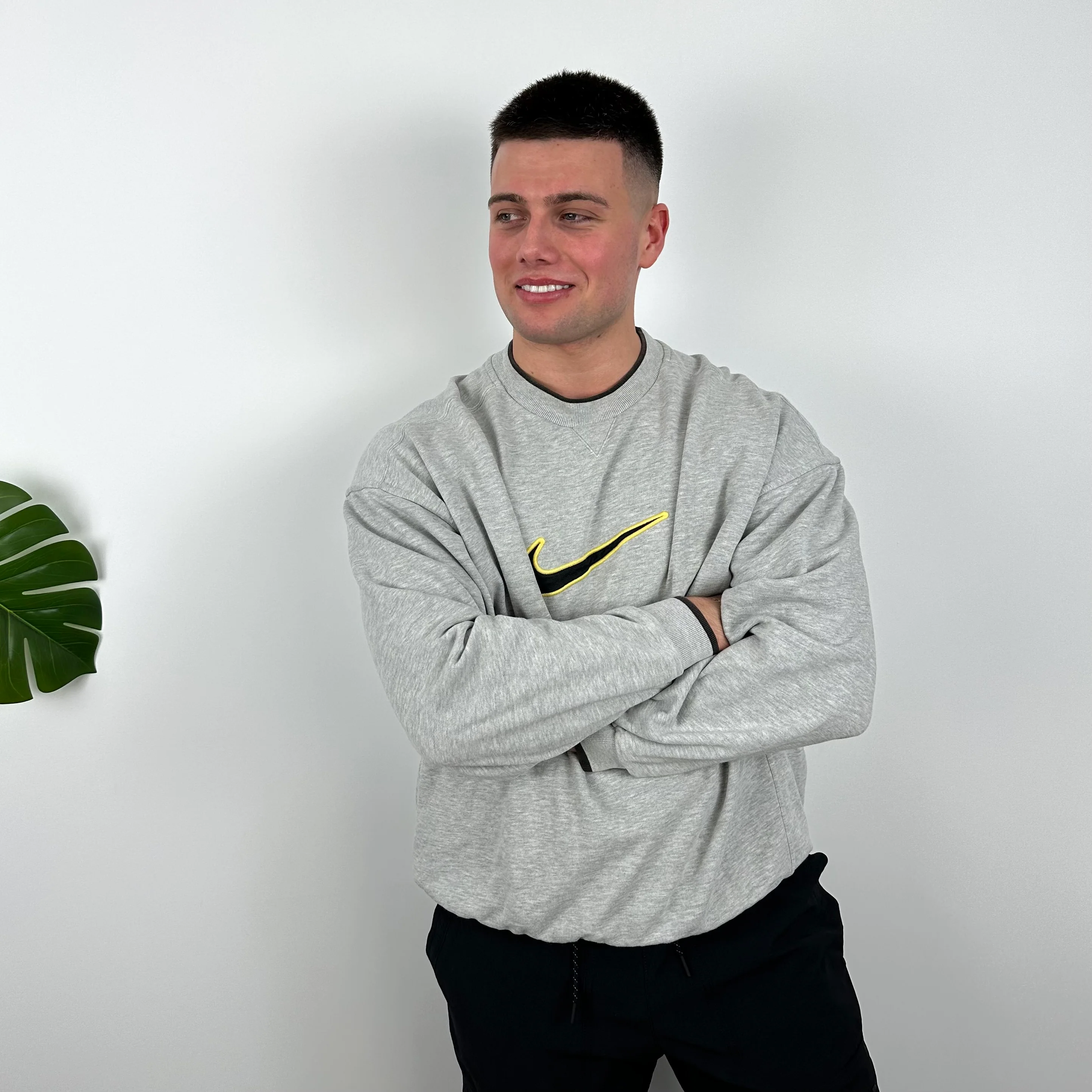 Nike Grey Embroidered Swoosh Sweatshirt (XL) - Image 8