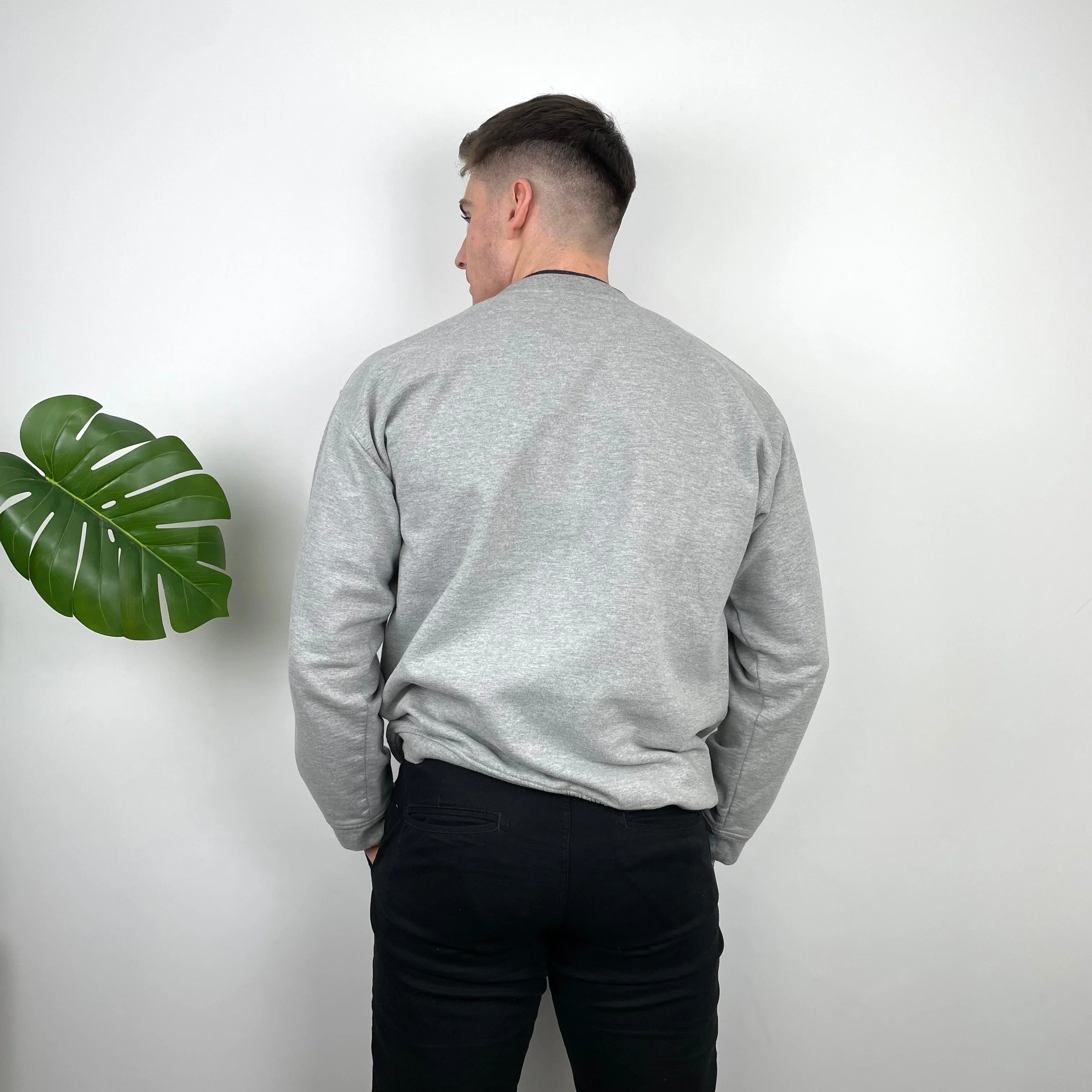 Nike Grey Embroidered Swoosh Sweatshirt (XL) - Image 3