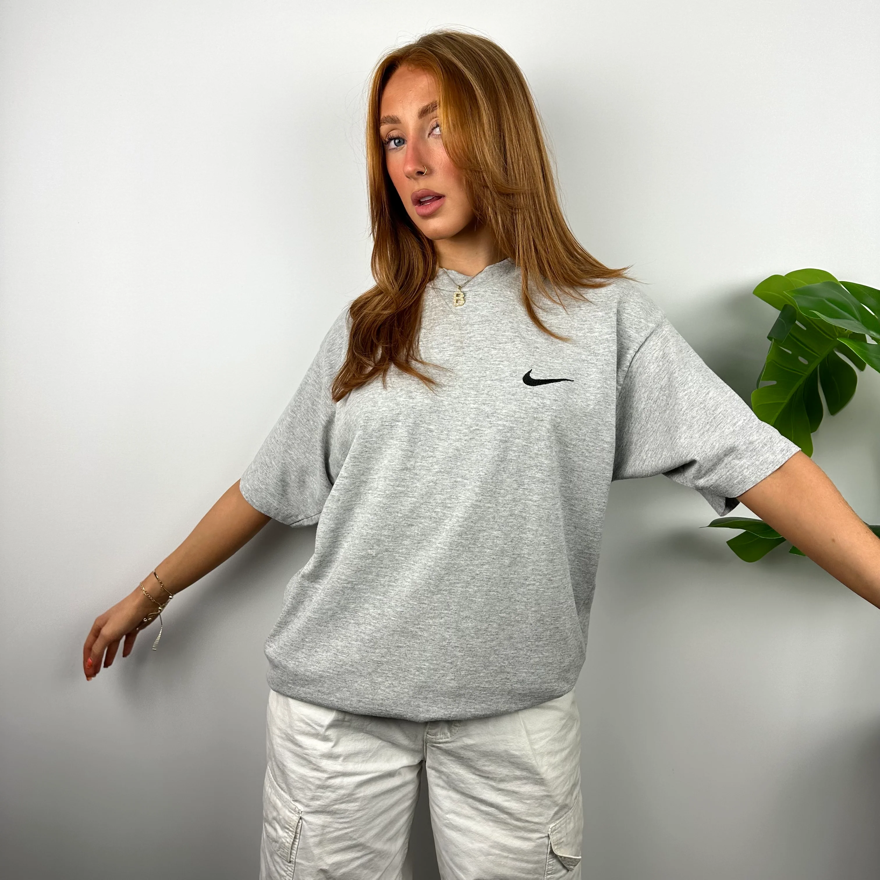 Nike Grey Embroidered Swoosh T Shirt (M) - Image 4