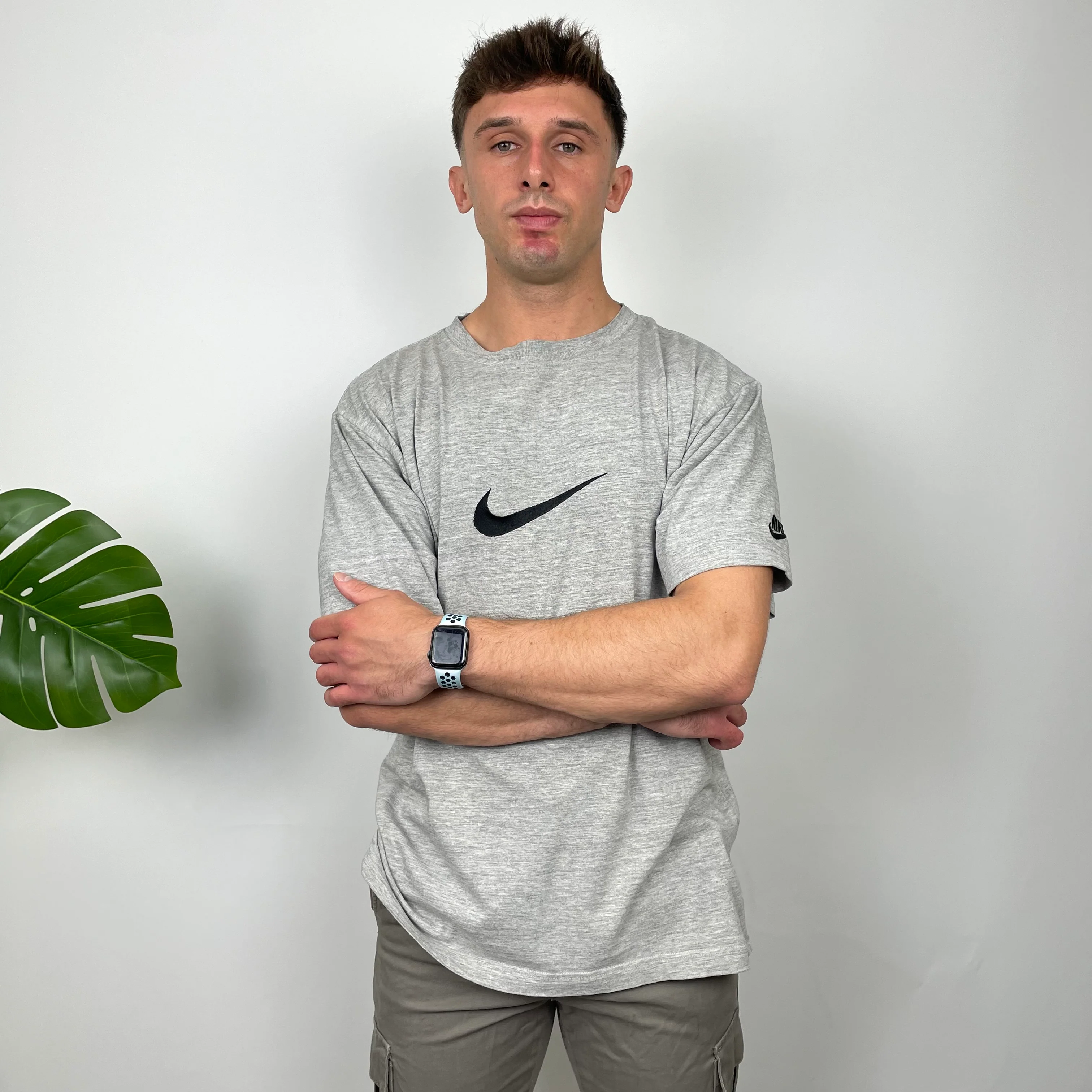 Nike Grey Embroidered Swoosh T Shirt (M) - Image 4