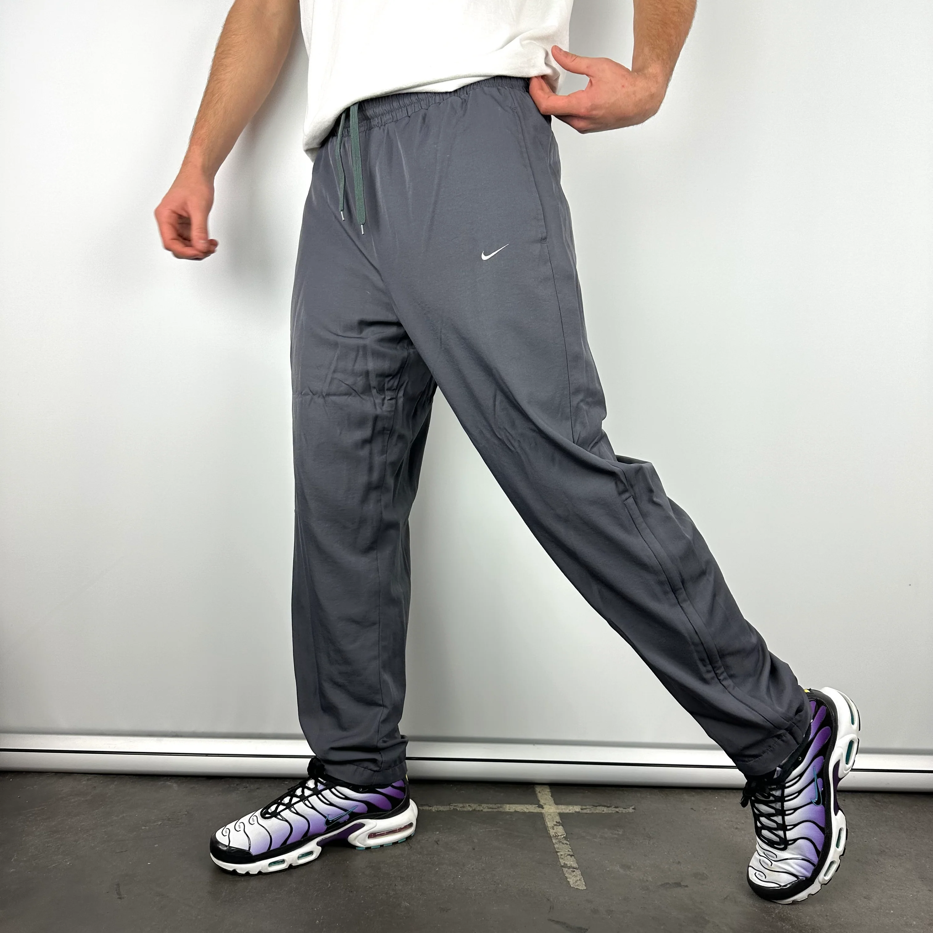 Nike Grey Embroidered Swoosh Track Pants (M) - Image 2