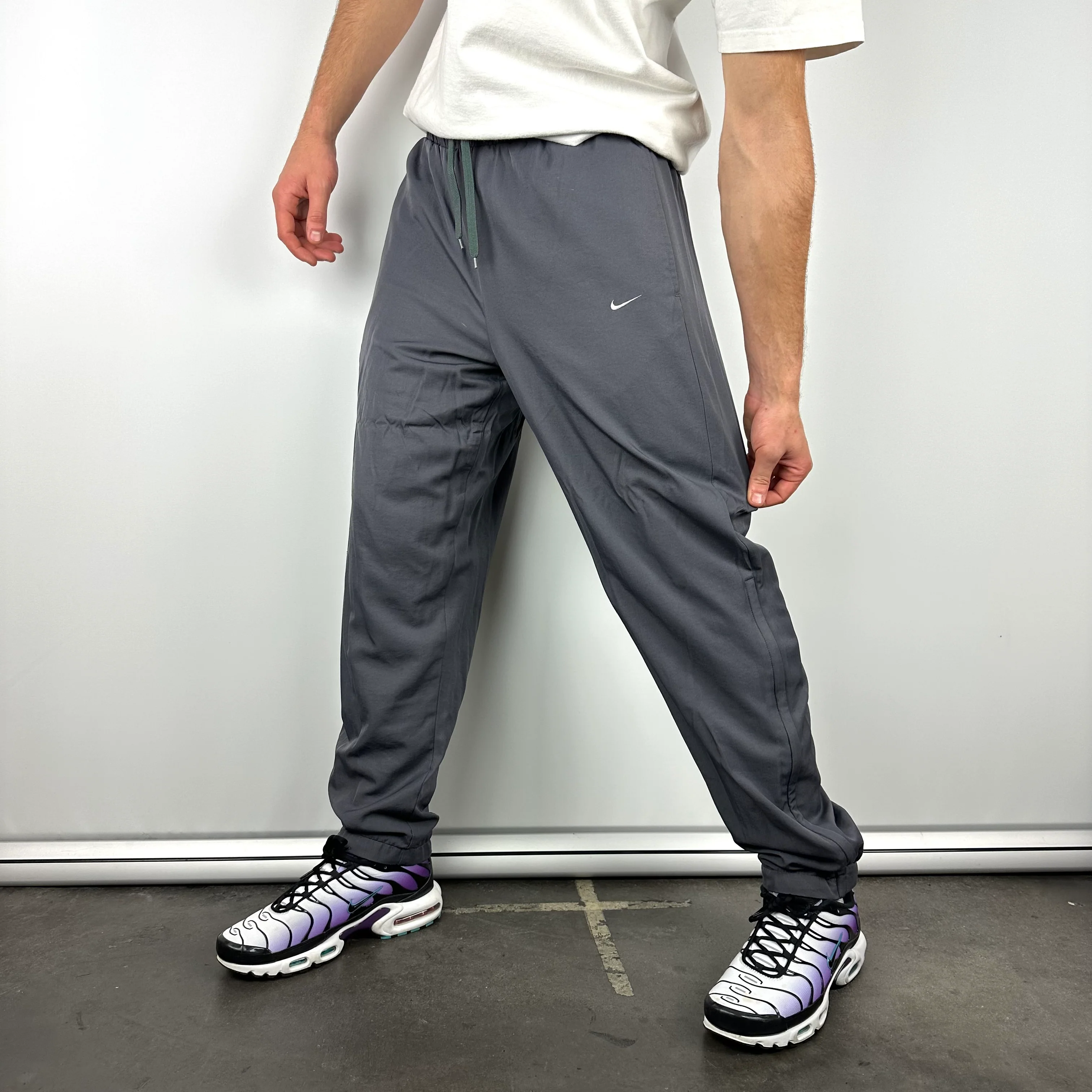 Nike Grey Embroidered Swoosh Track Pants (M) - Image 4