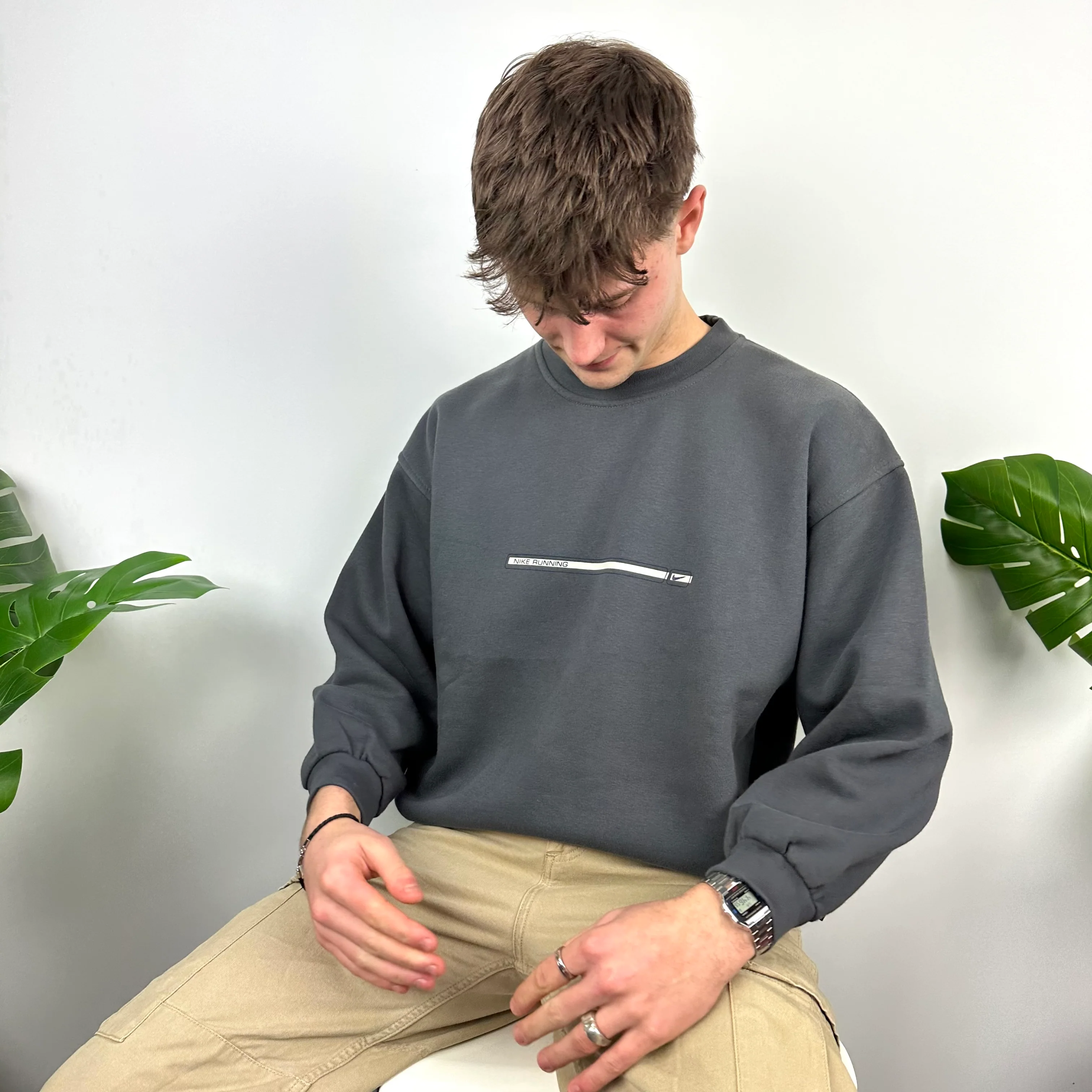 Nike Grey Spell Out Sweatshirt (L) - Image 2