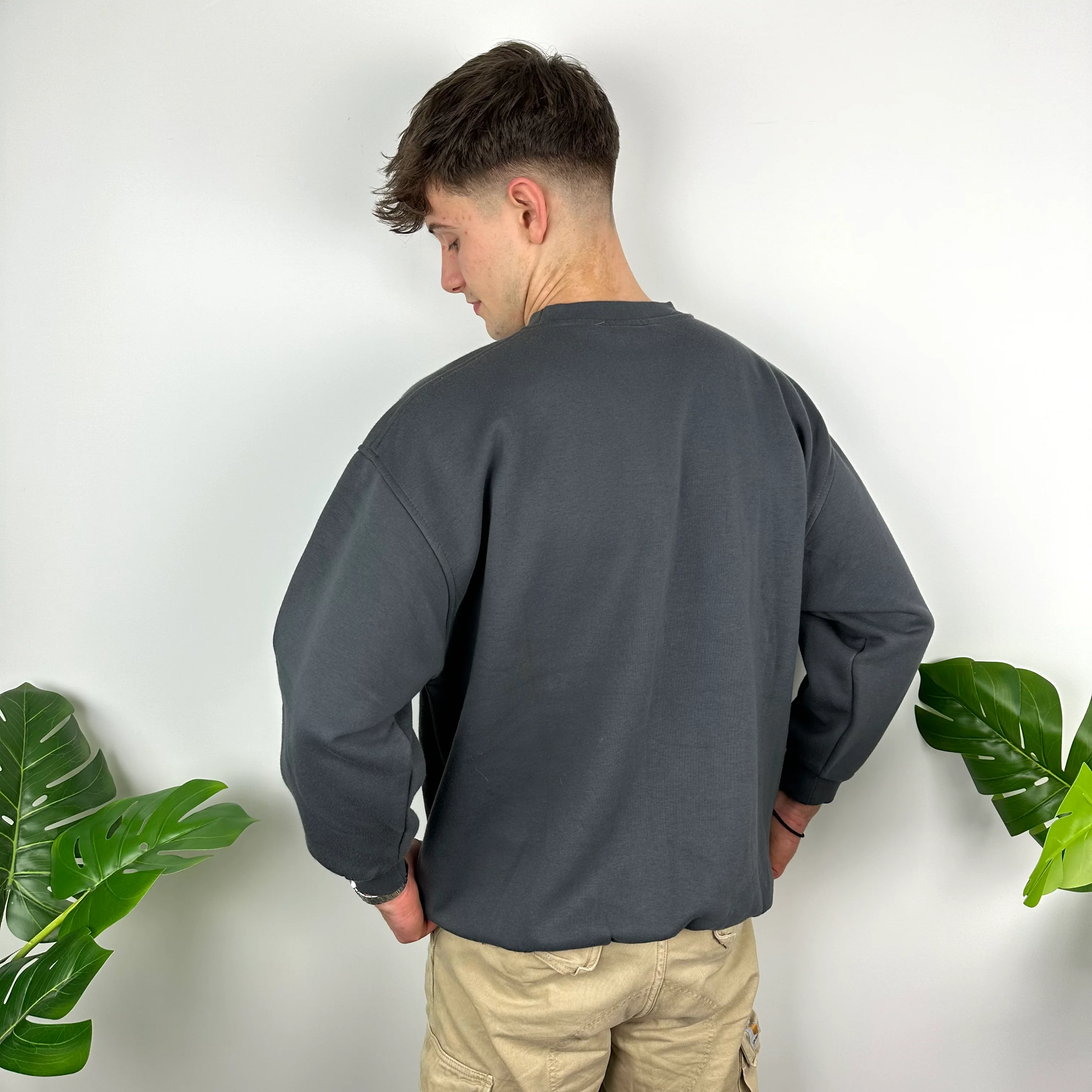 Nike Grey Spell Out Sweatshirt (L) - Image 3