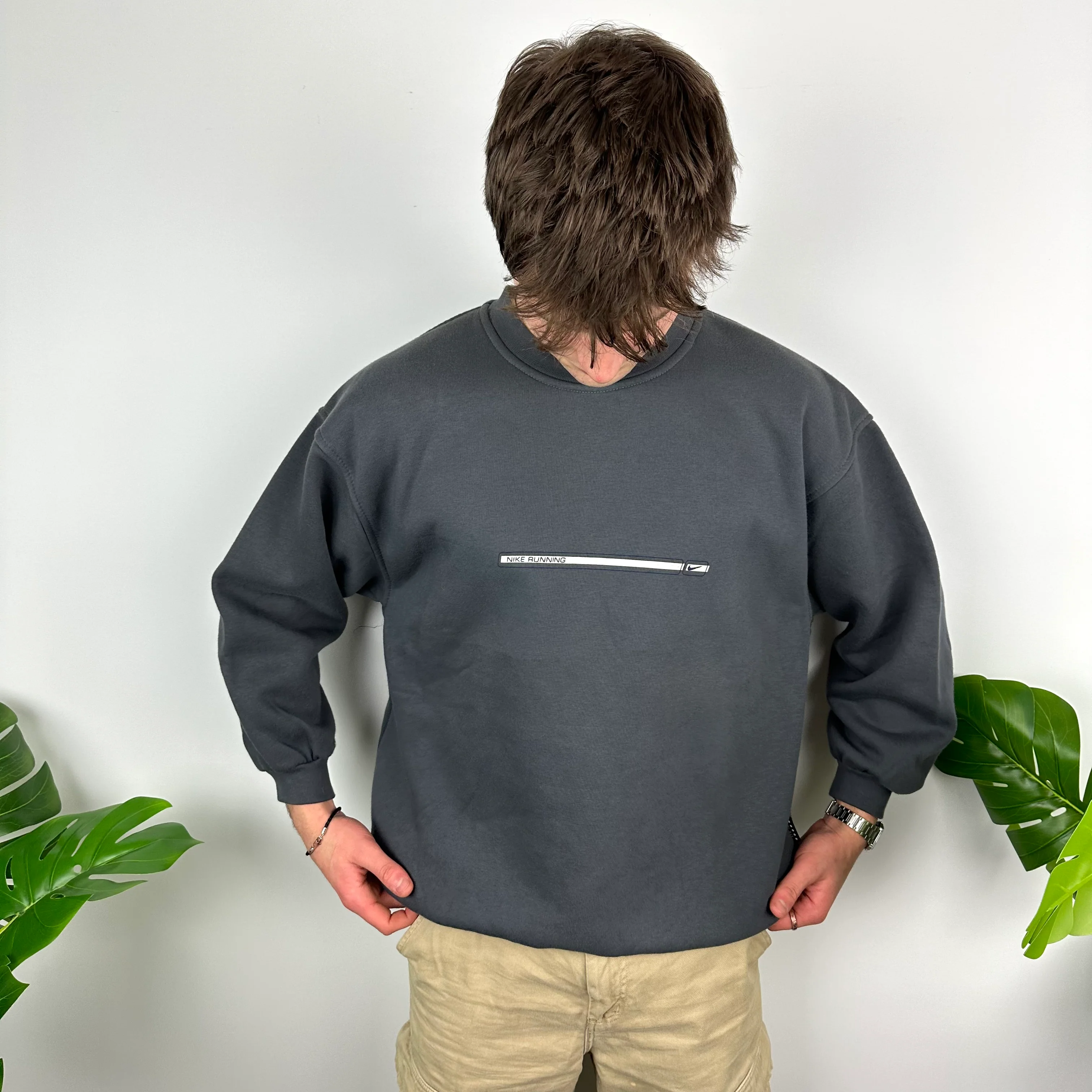 Nike Grey Spell Out Sweatshirt (L) - Image 4
