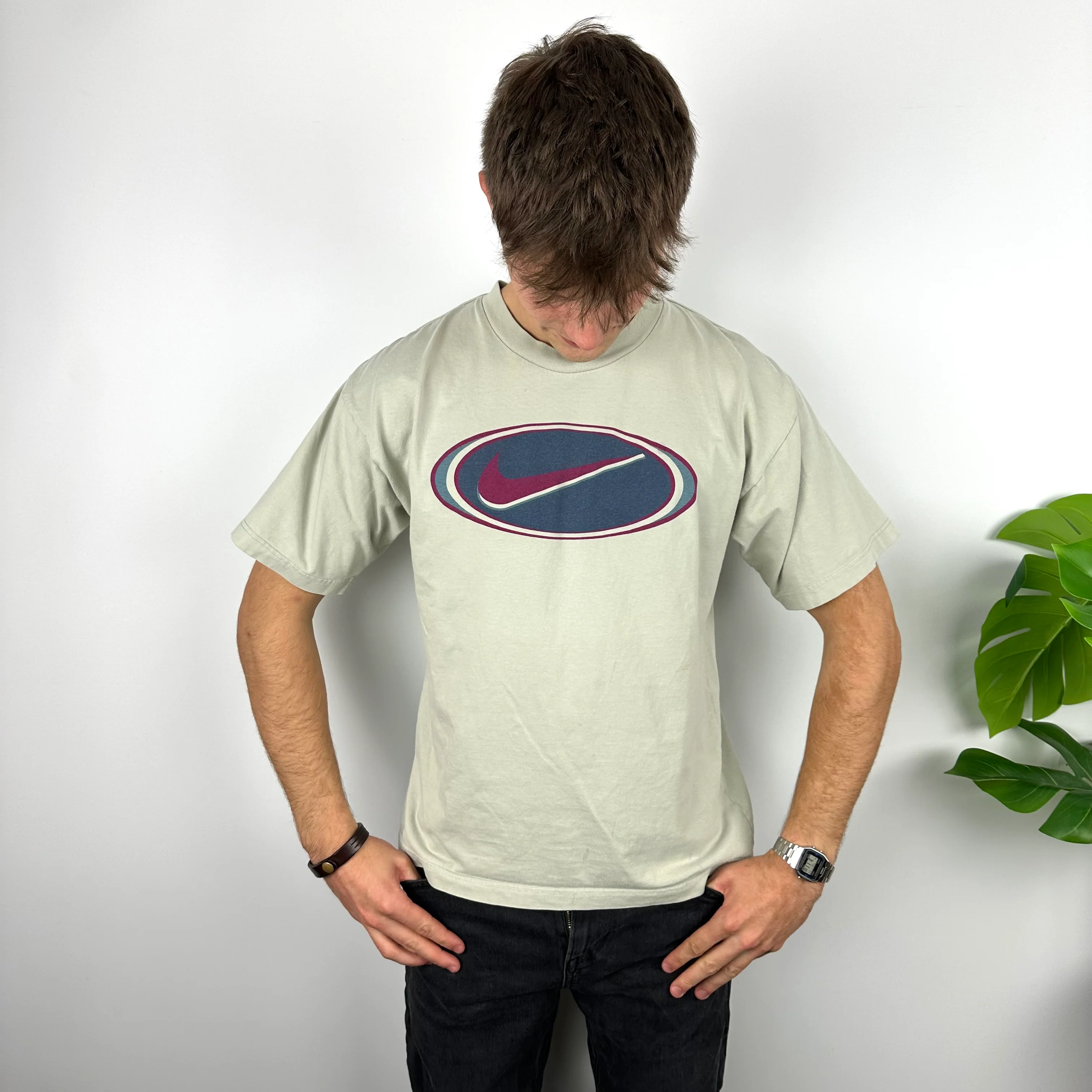 Nike Beige Swoosh T Shirt (M) - Image 4