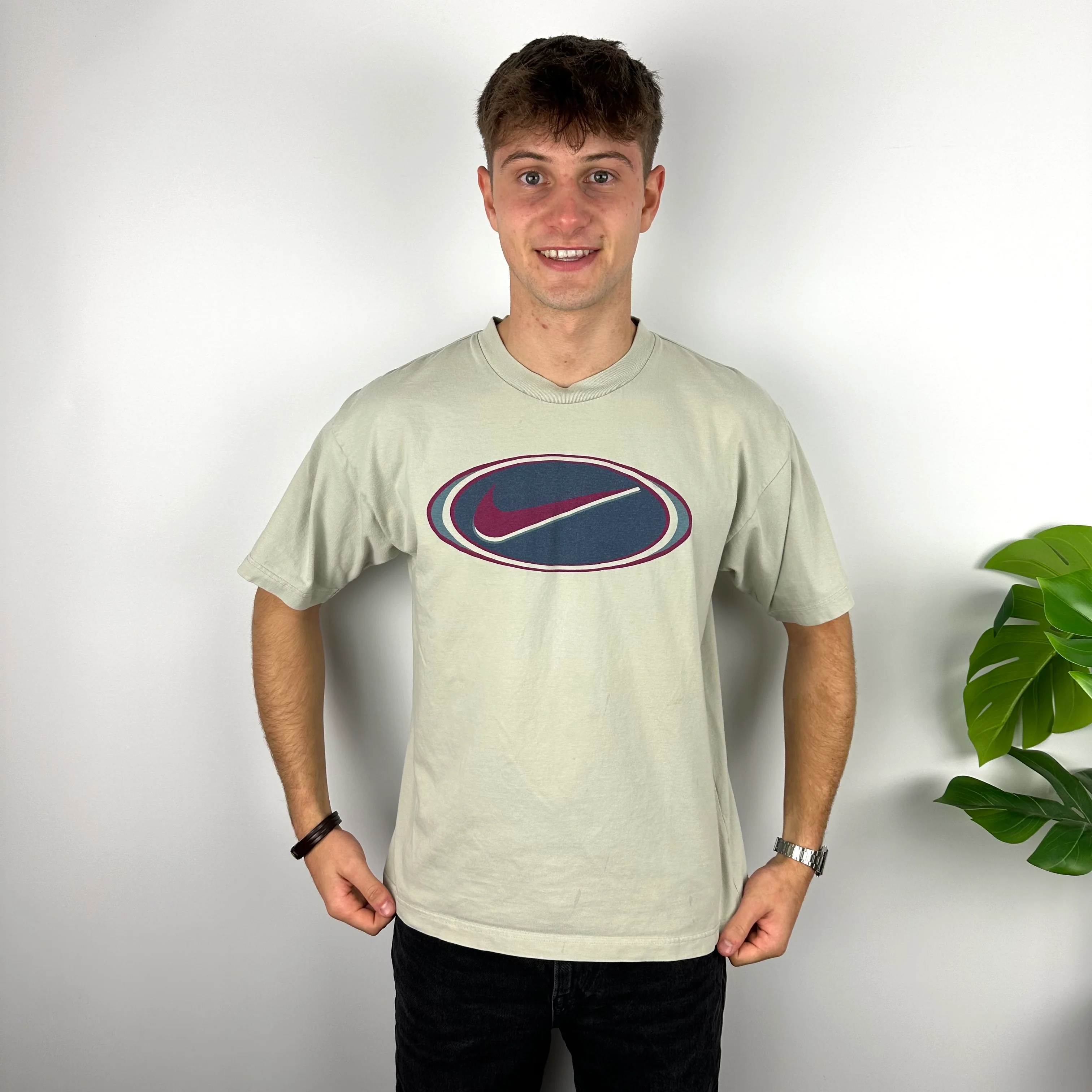 Nike Beige Swoosh T Shirt (M) - Image 5