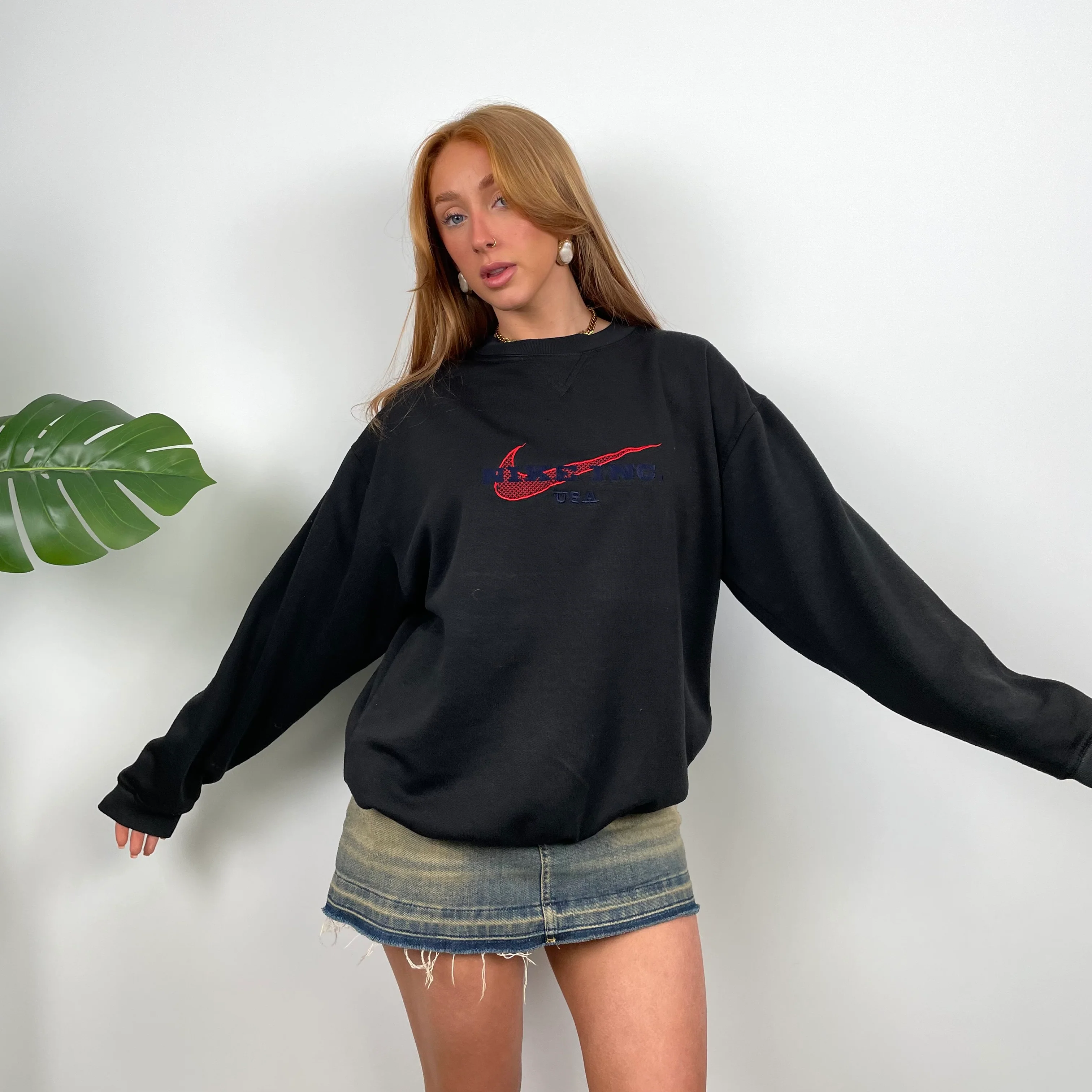 Nike Inc Black Embroidered Spell Out Sweatshirt (S) - Image 2