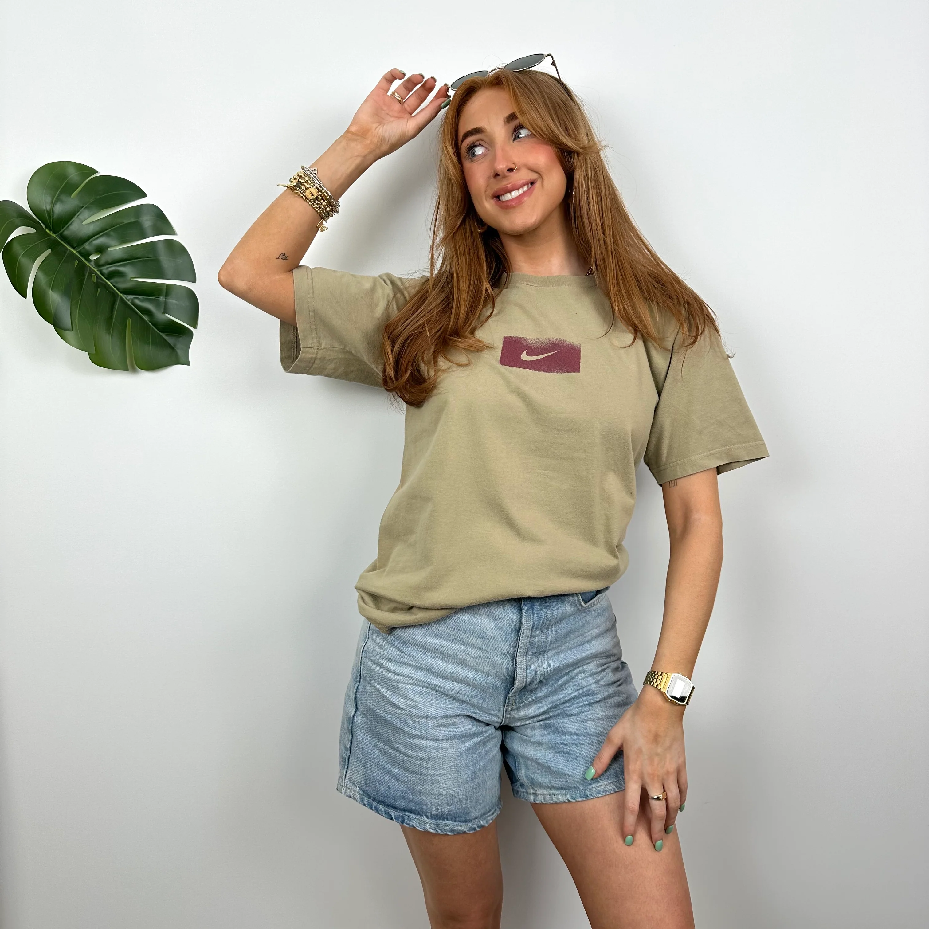 Nike Tan Brown Swoosh T Shirt (S) - Image 2