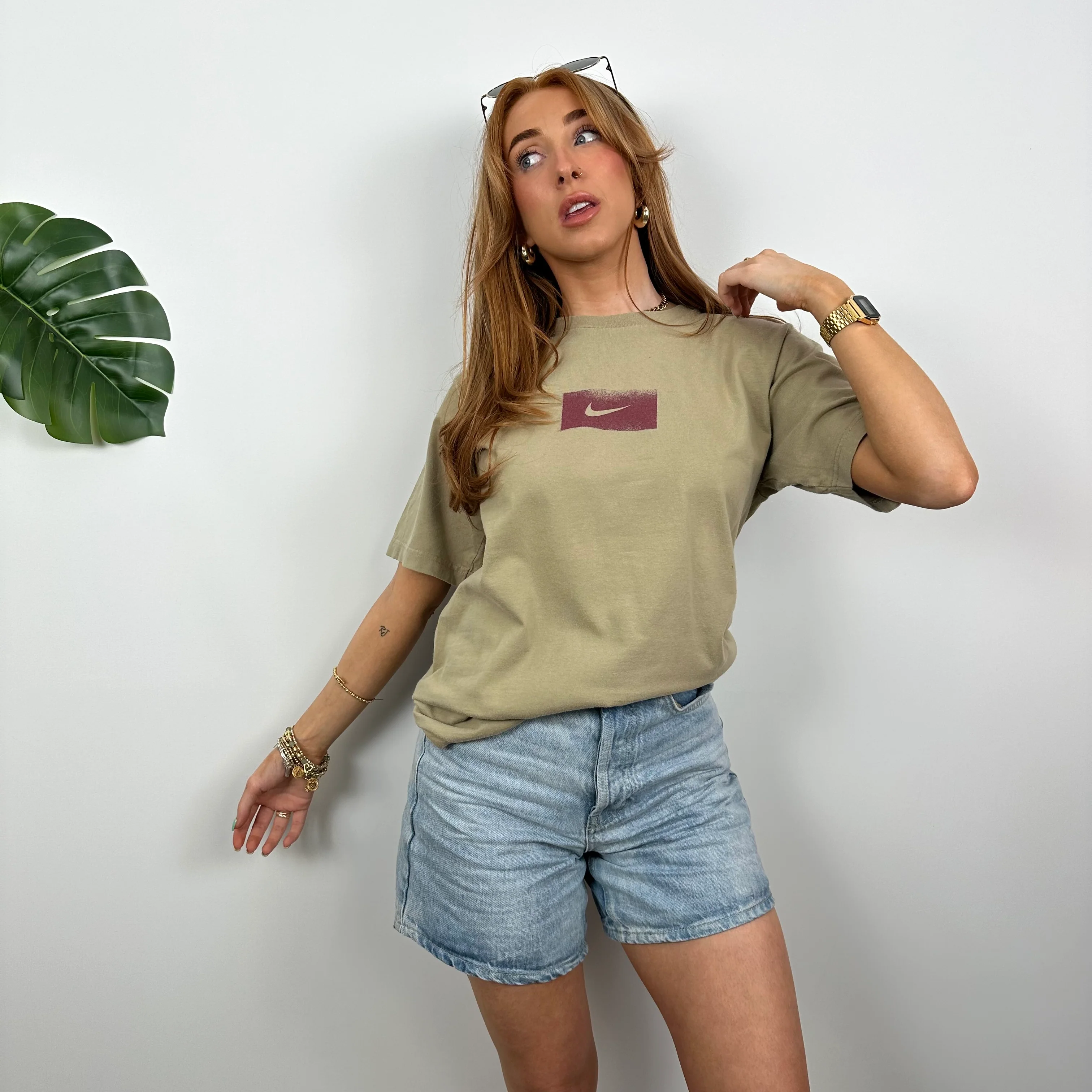 Nike Tan Brown Swoosh T Shirt (S) - Image 4
