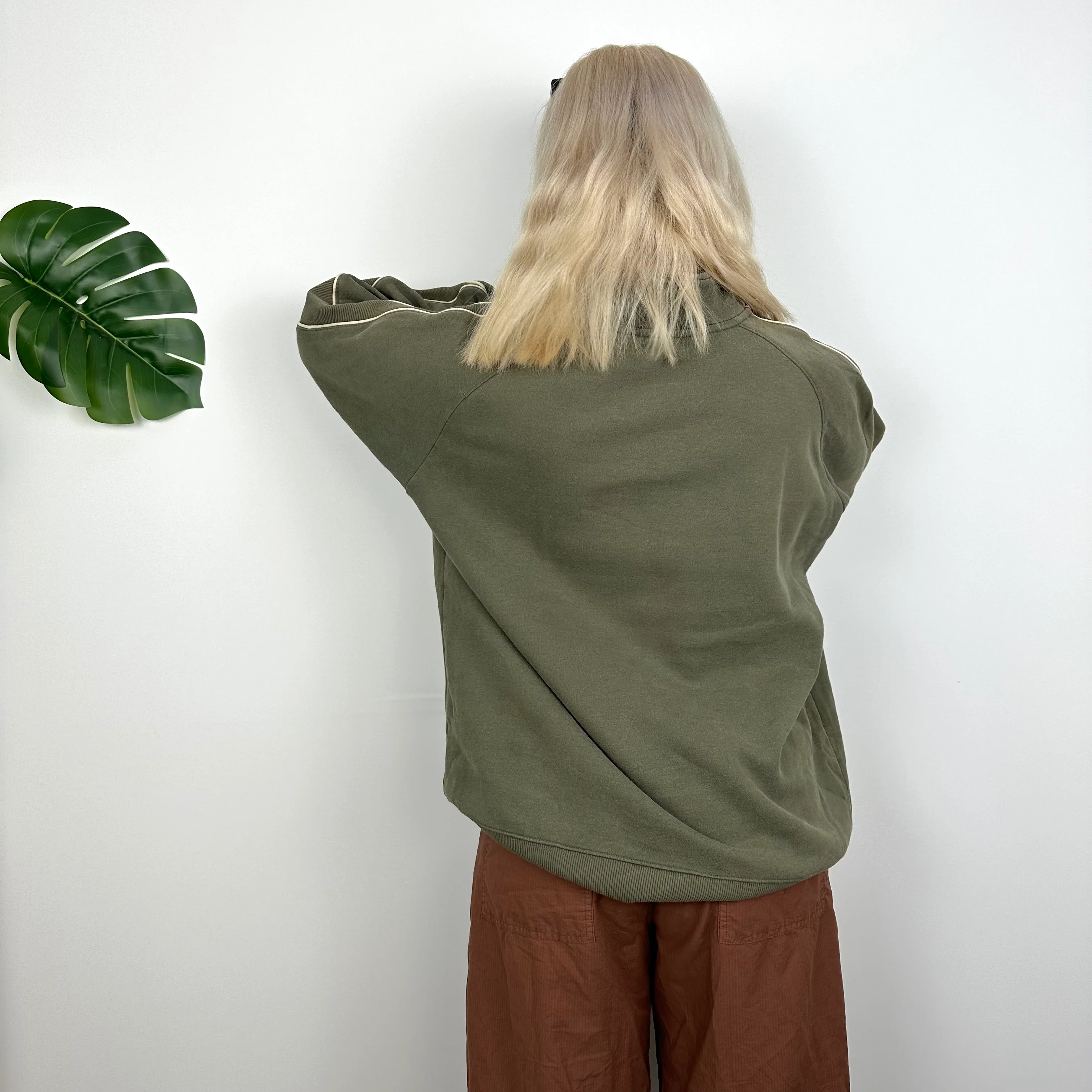 Nike Khaki Embroidered Swoosh Quarter Zip Sweatshirt (M) - Image 6