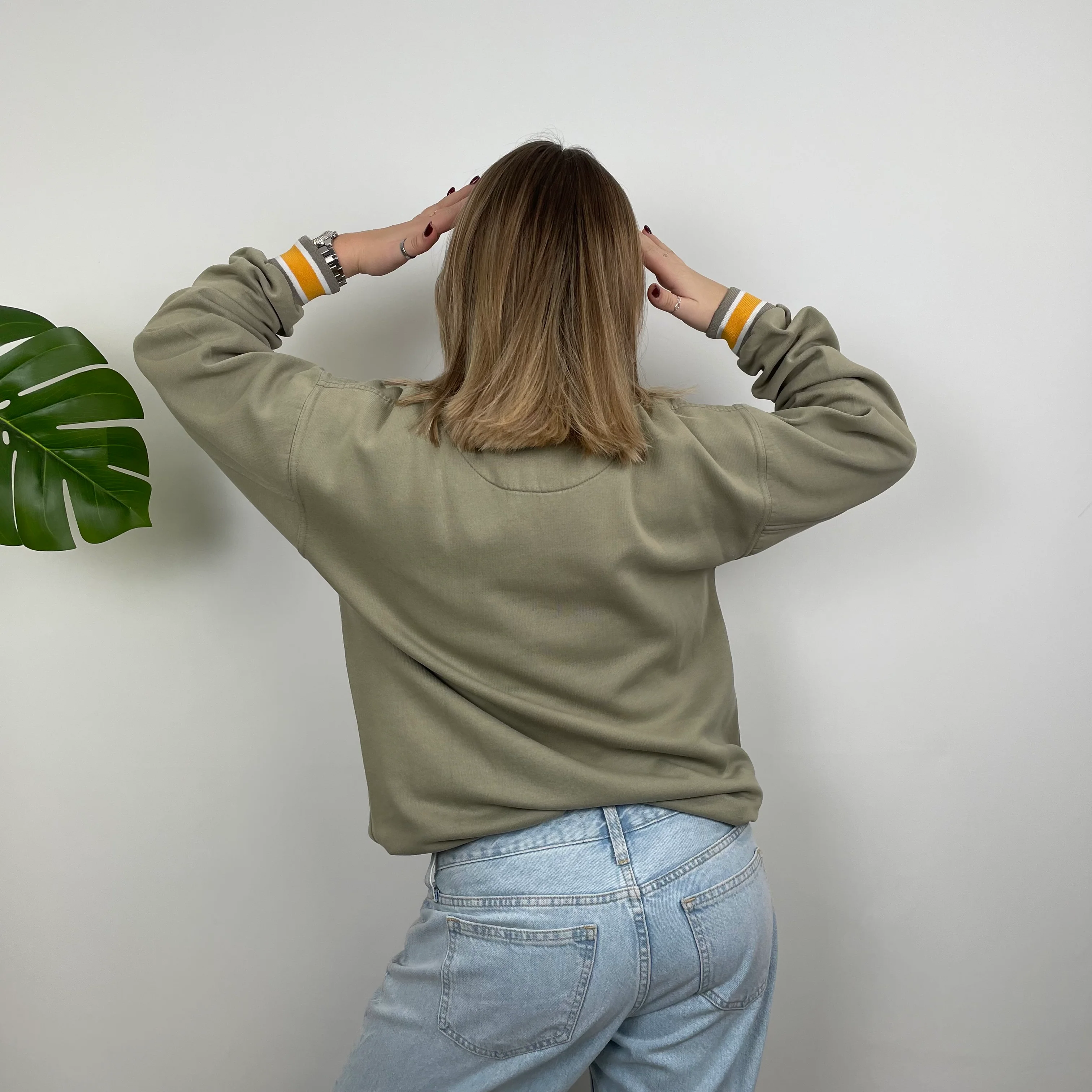 Nike Khaki Embroidered Swoosh Sweatshirt (M) - Image 5