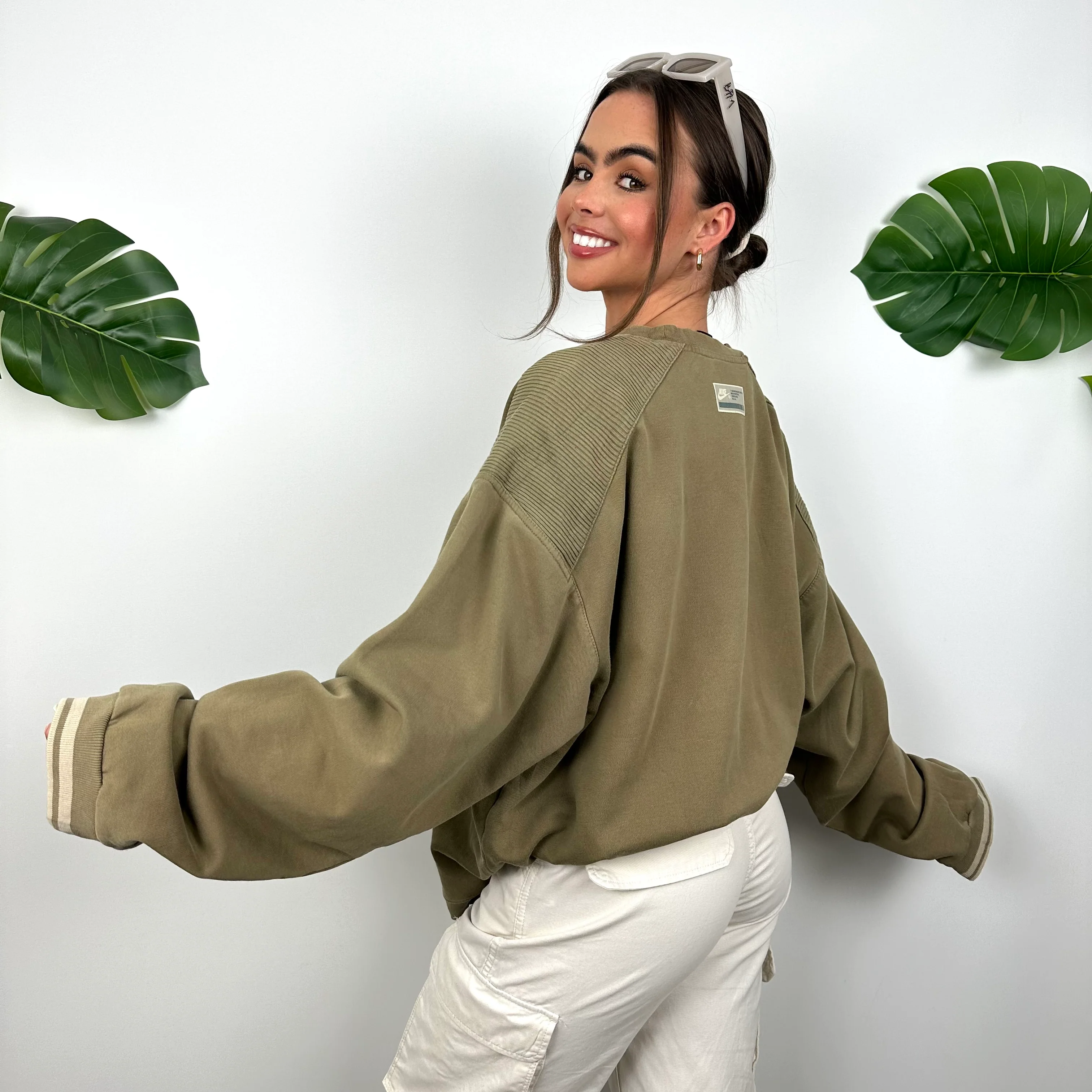 Nike Khaki Green Spell Out Sweatshirt (XL) - Image 6