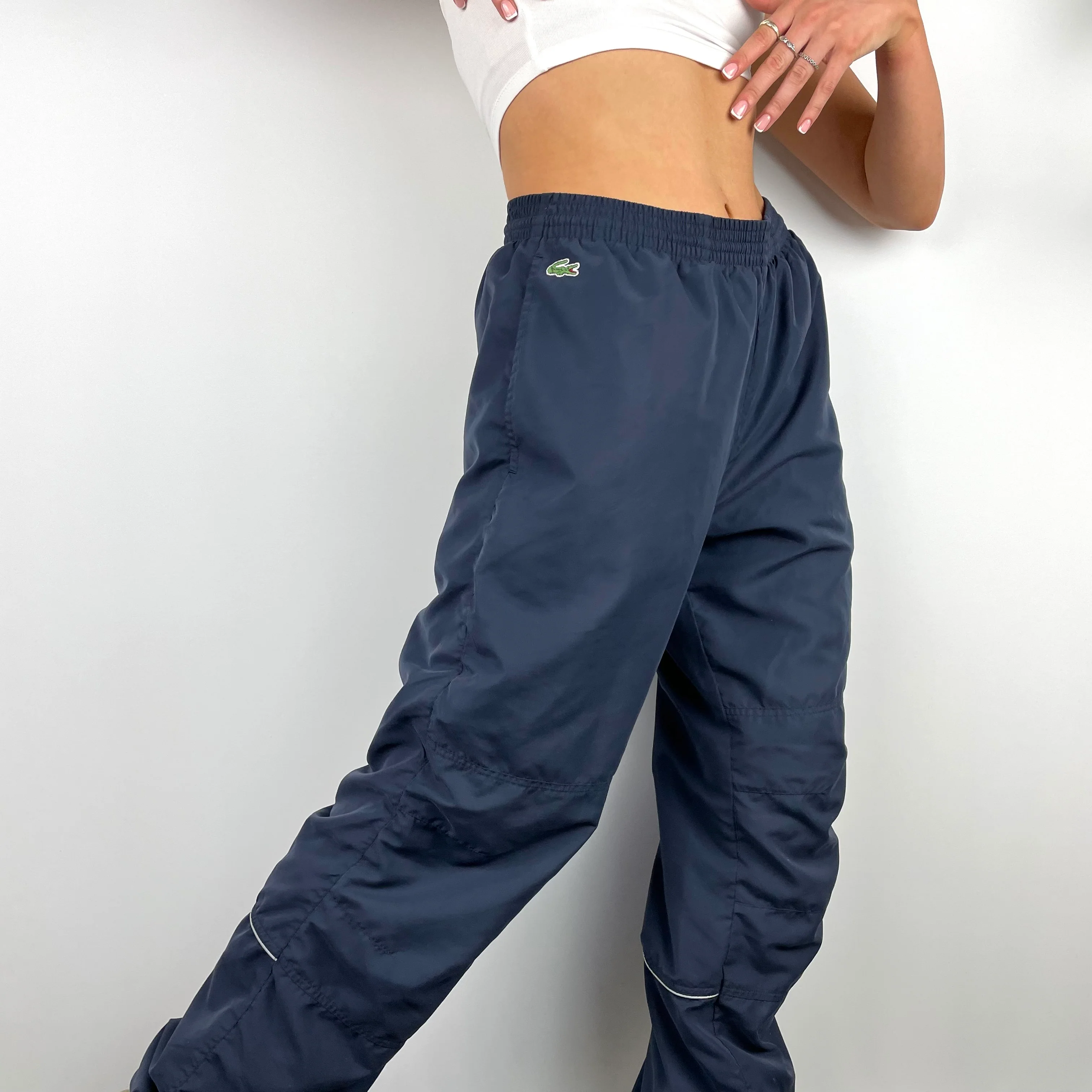 Lacoste Navy Embroidered Logo Track Pants (M) - Image 3