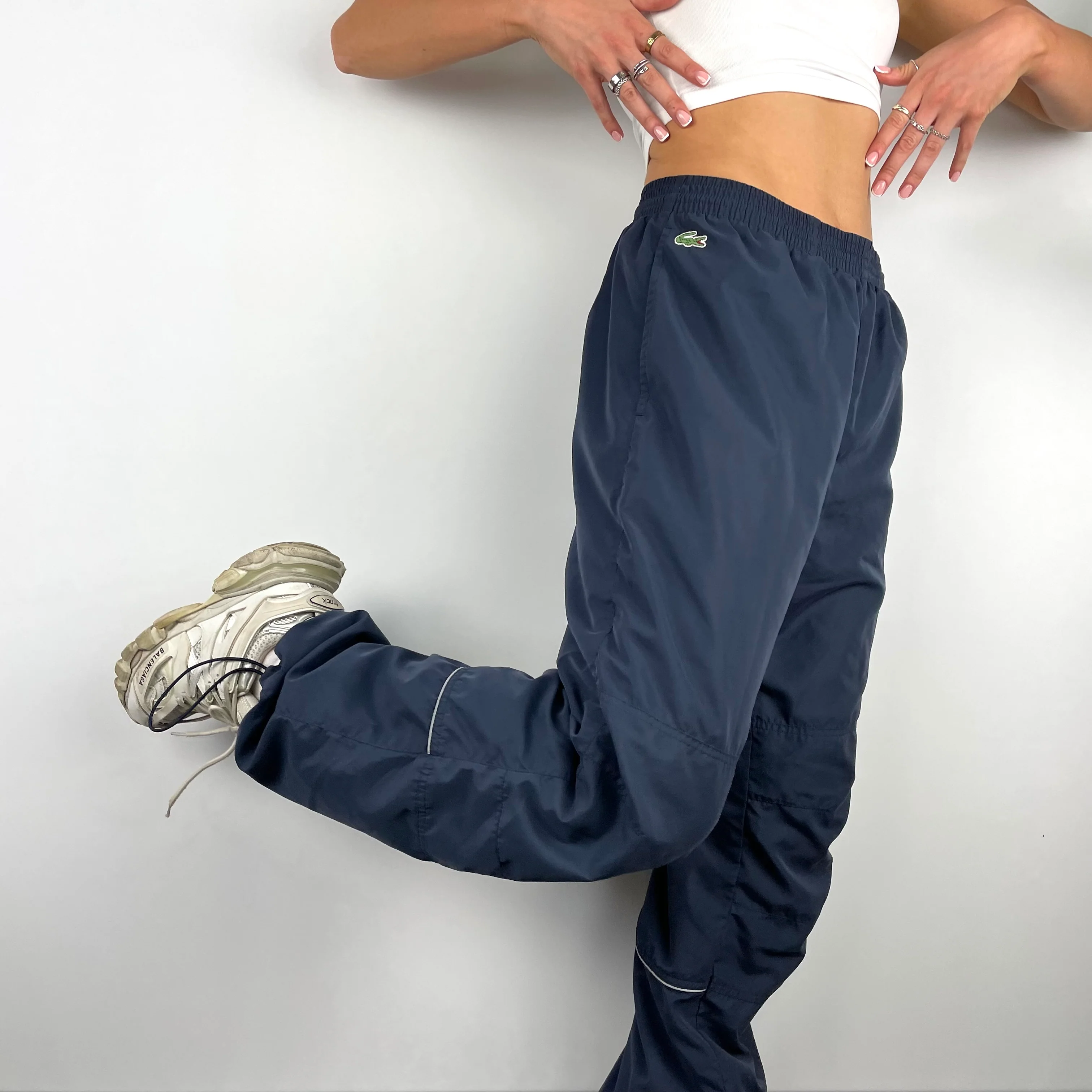 Lacoste Navy Embroidered Logo Track Pants (M) - Image 4