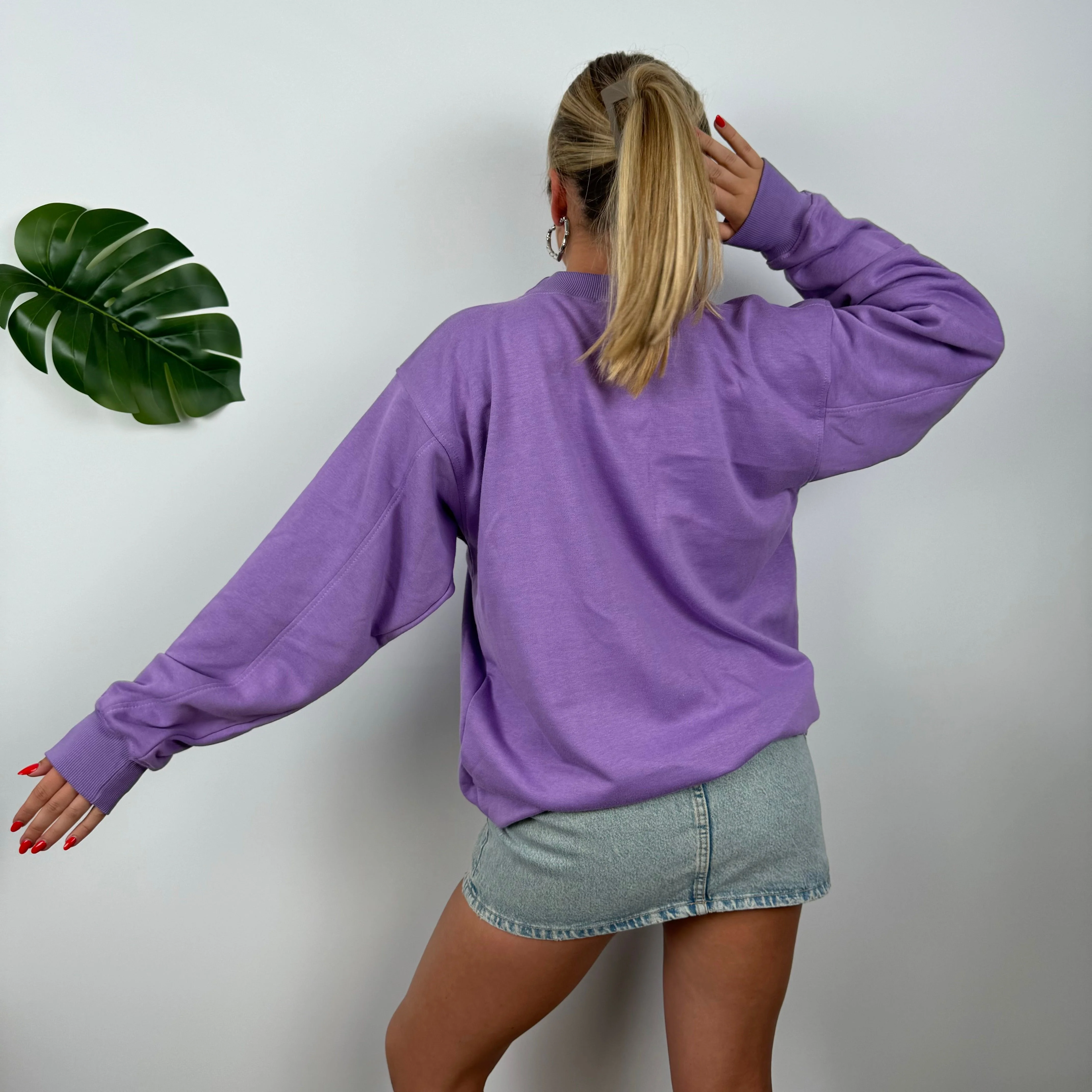 Nike Lilac Embroidered Spell Out Sweatshirt (L) - Image 4